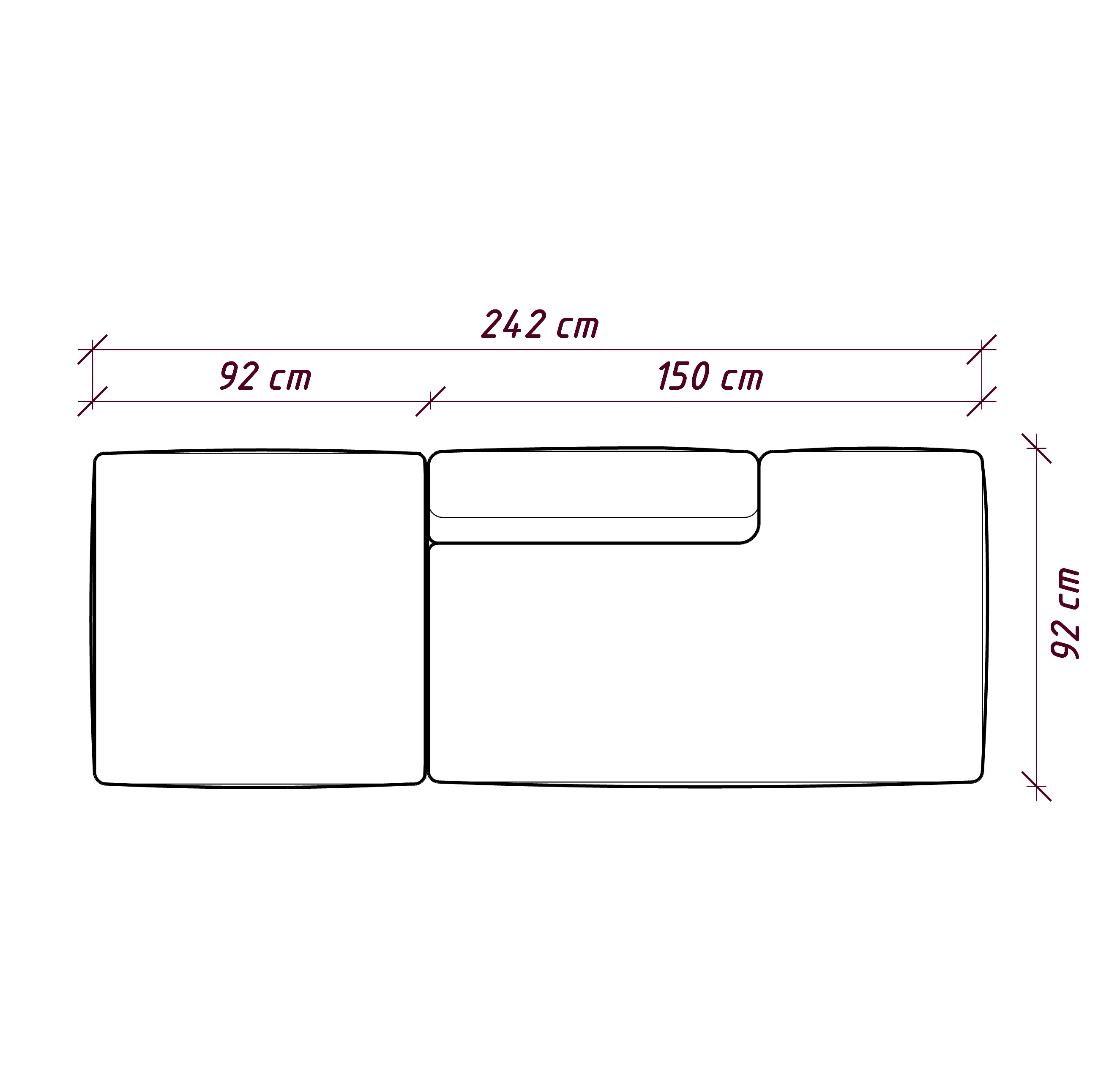 MEBELIONER Диван DUO модули NB размер 242х92х72