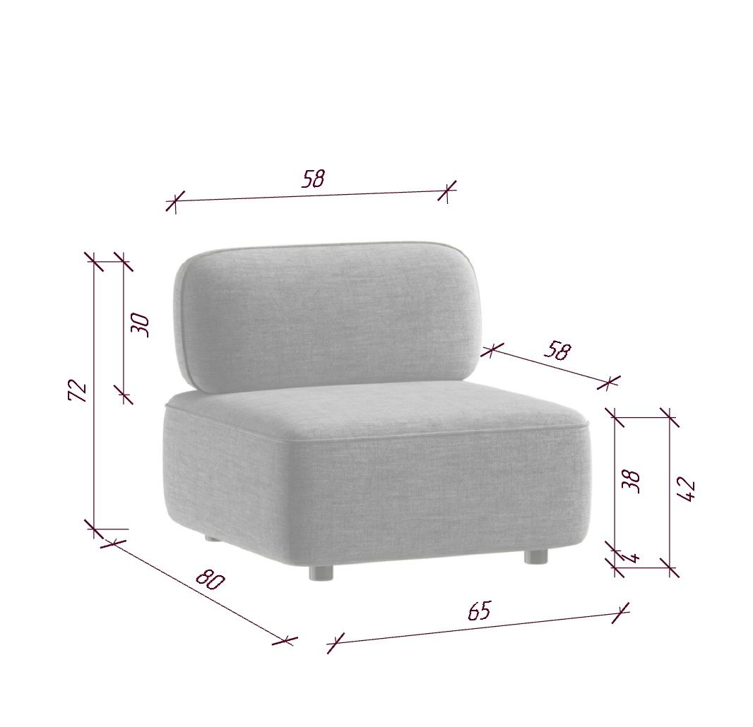 MEBELIONER Кресло - модуль дивана LIKE, размер 65х80х72