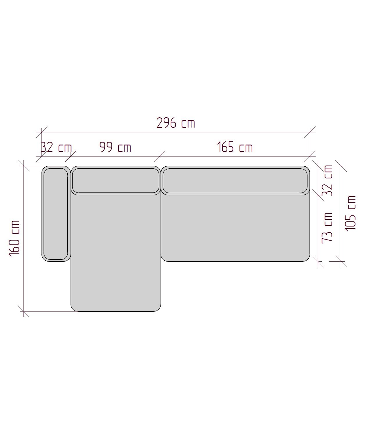 MEBELIONER Диван TOMMY размер 296х160х72 нераскладной букле