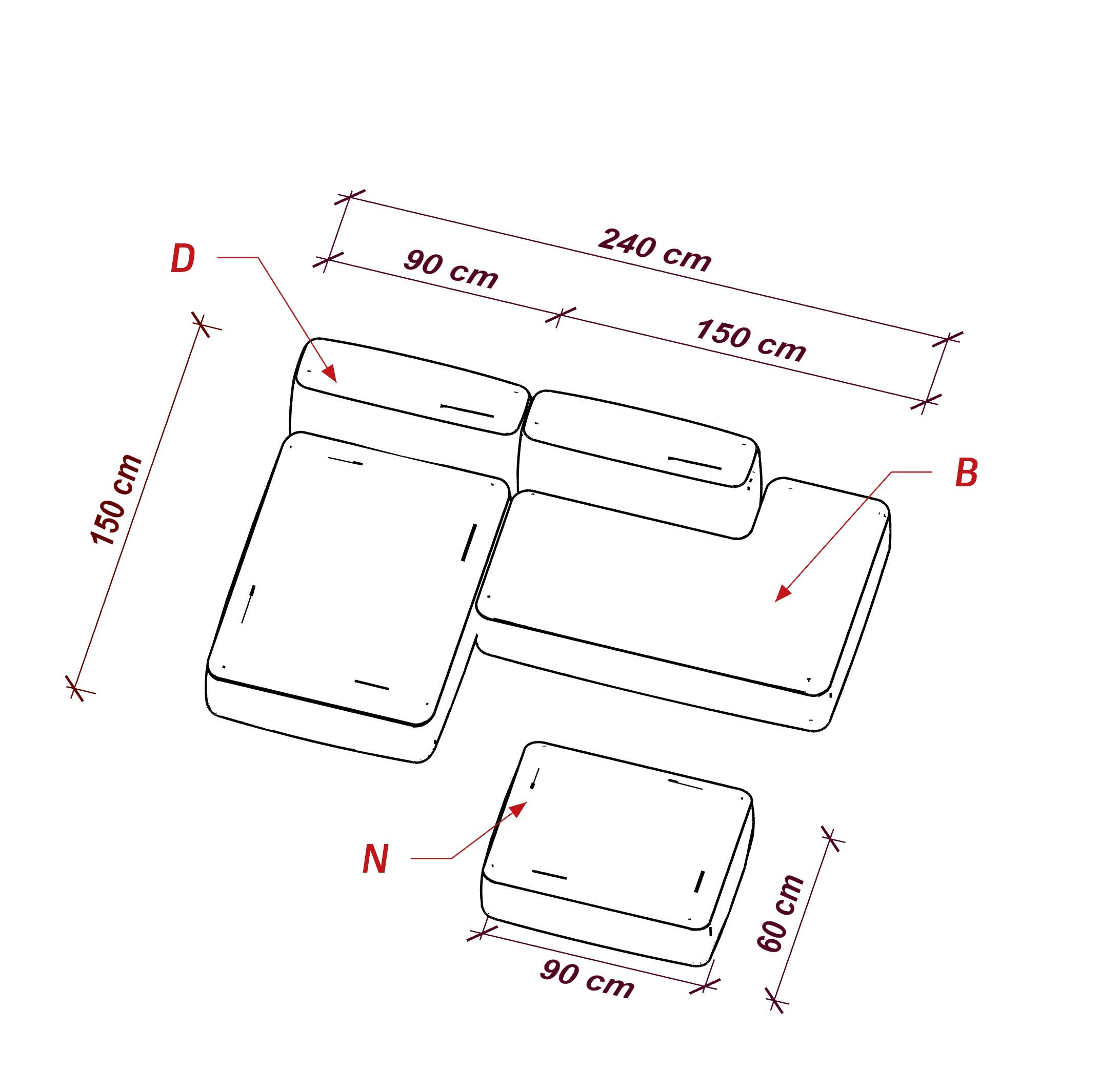 MEBELIONER Диван DUO модули DBN.240 размер 300х150х72