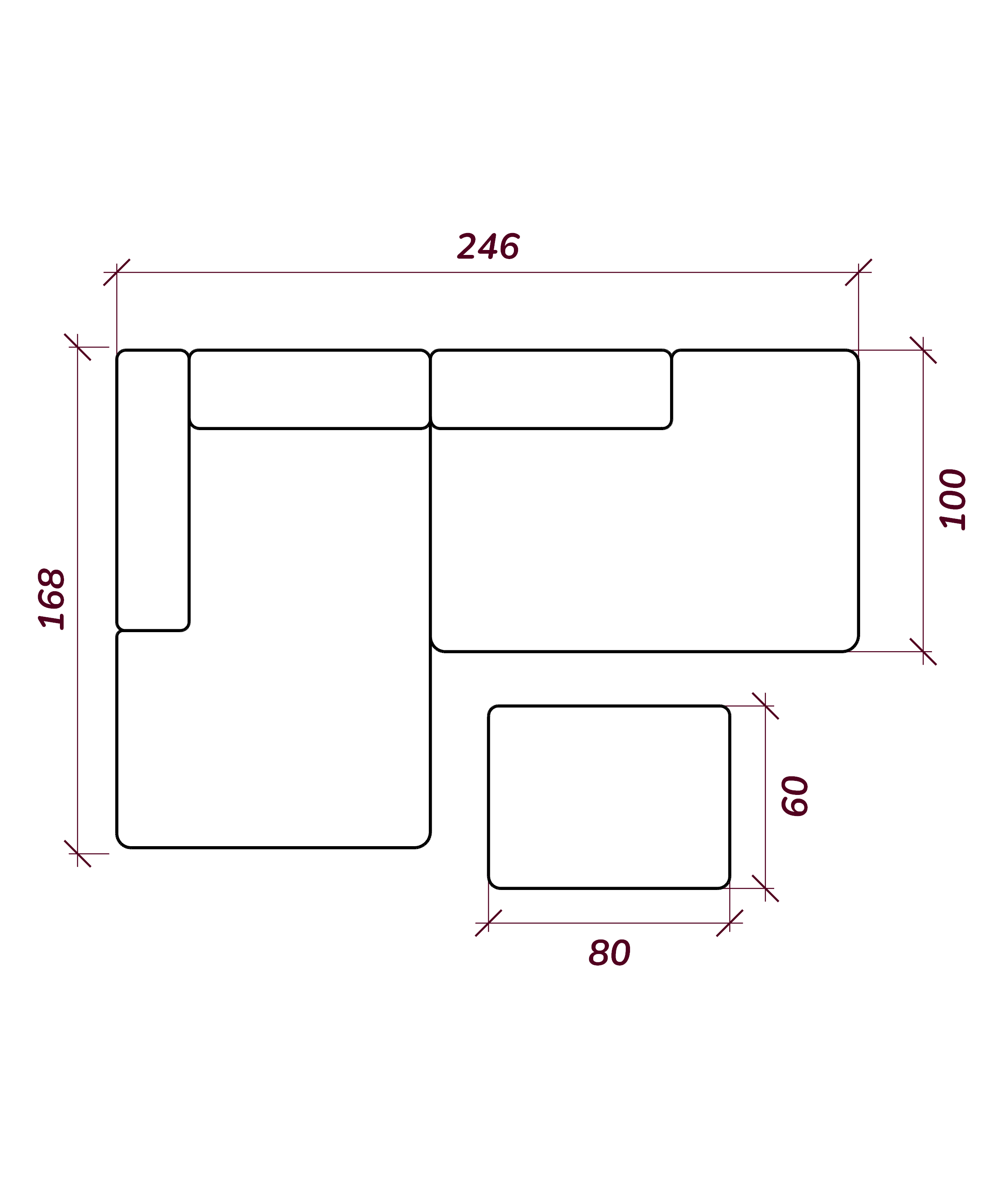 MEBELIONER Диван ONE модули R 246 размер 246х168х76