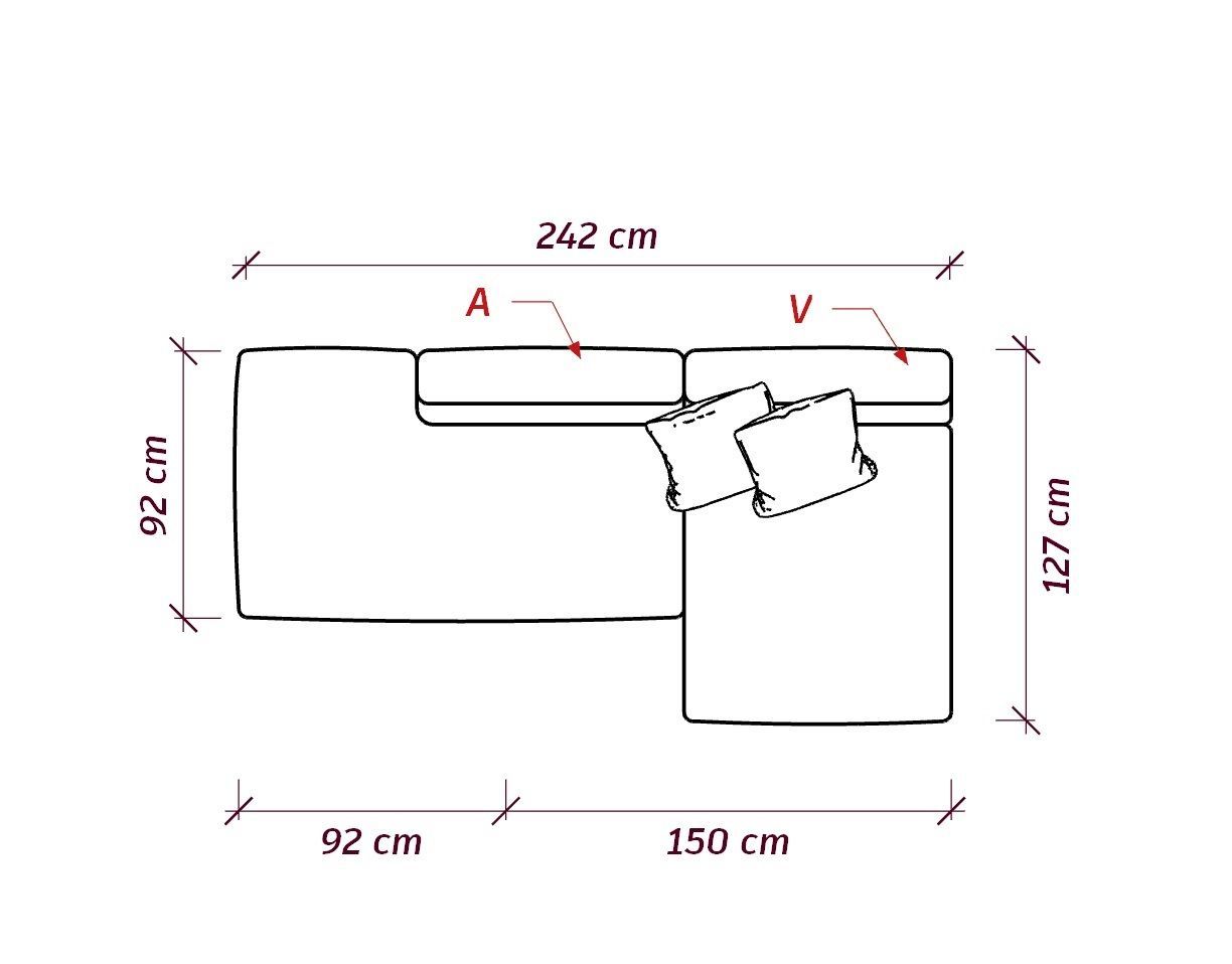 MEBELIONER Диван DUO модули AV.240 размер 242х127х72