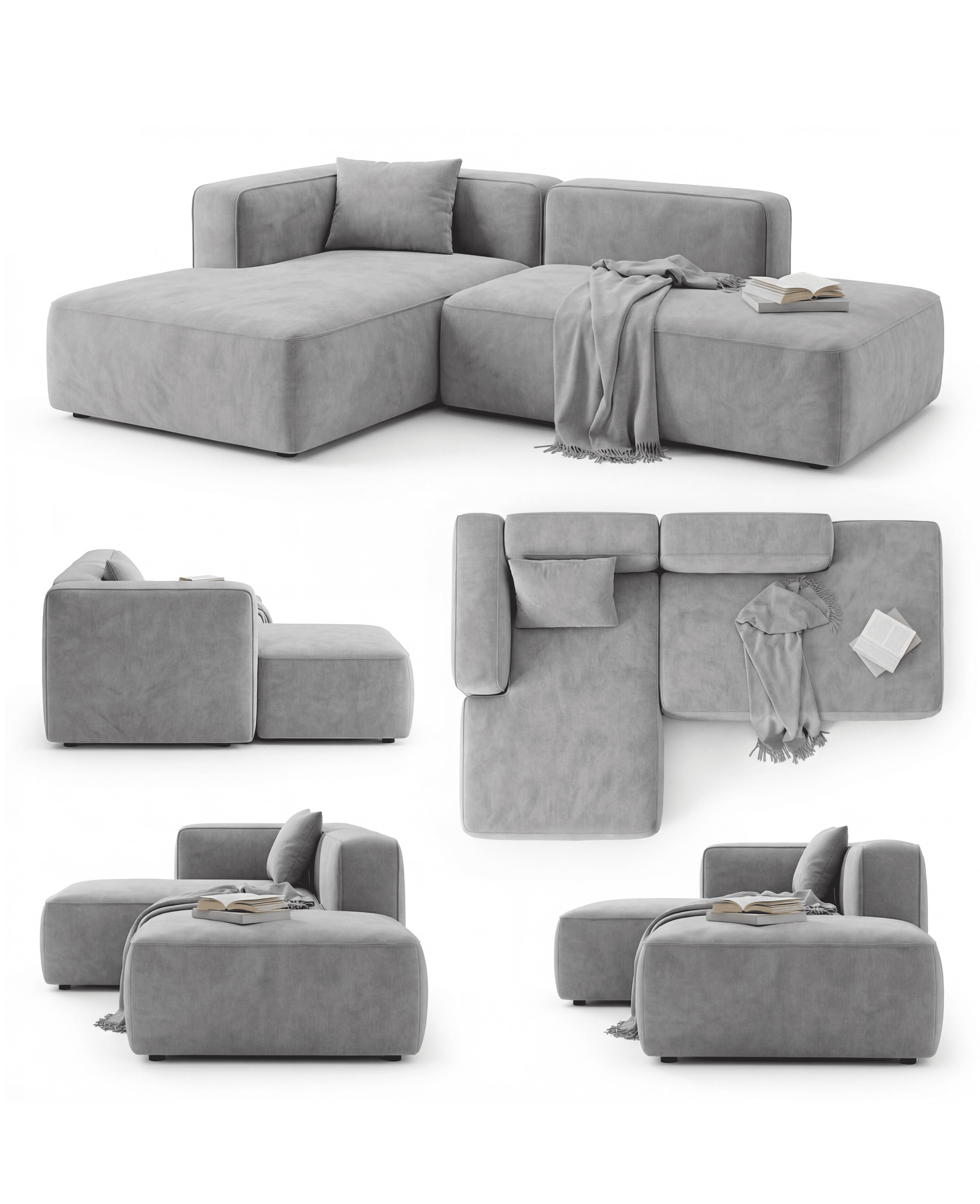 MEBELIONER Диван ONE модули R 230 размер 230х140х76