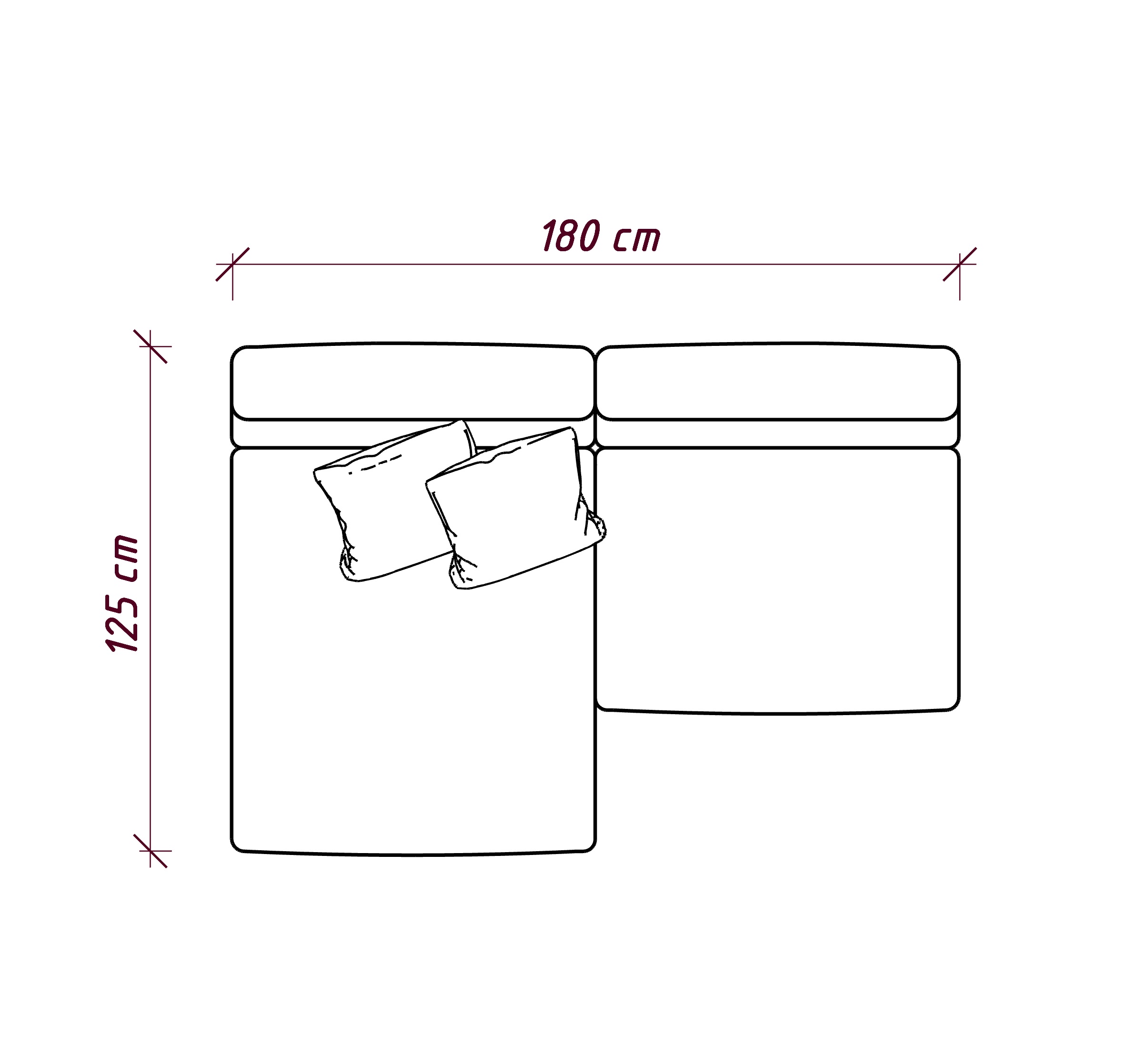 MEBELIONER Диван DUO модули VС размер 180х125х72