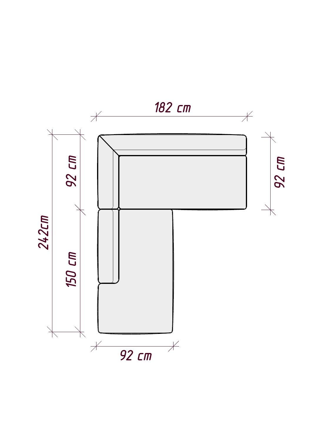 MEBELIONER Диван DUO модули AF размер 182х242х72