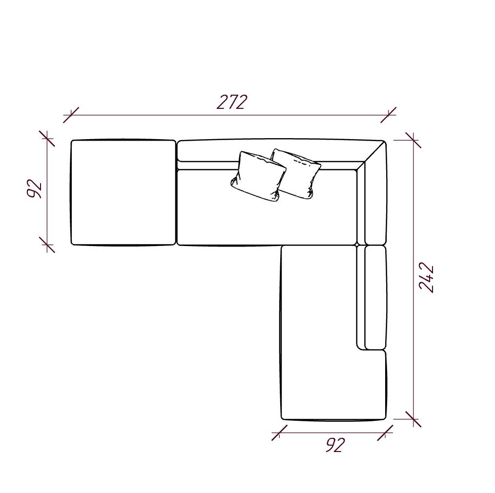 MEBELIONER Диван DUO модули NLB.90 размер 272х242х72