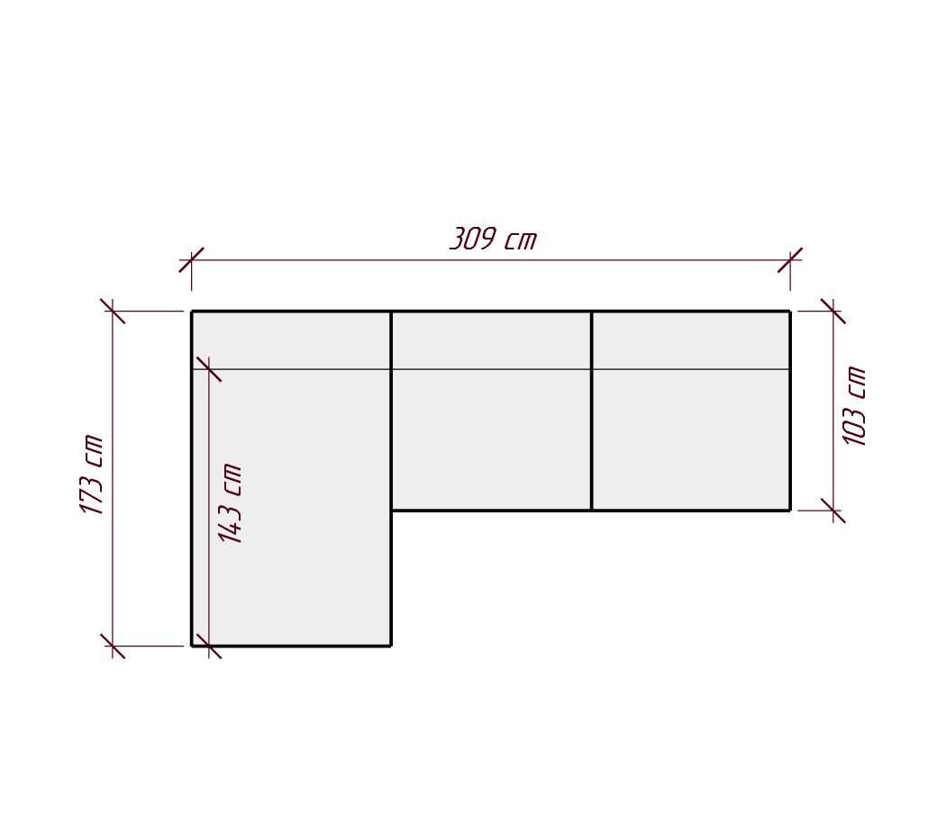 Диван MOSS модули DCC размер 309х173х72 бежевого цвета