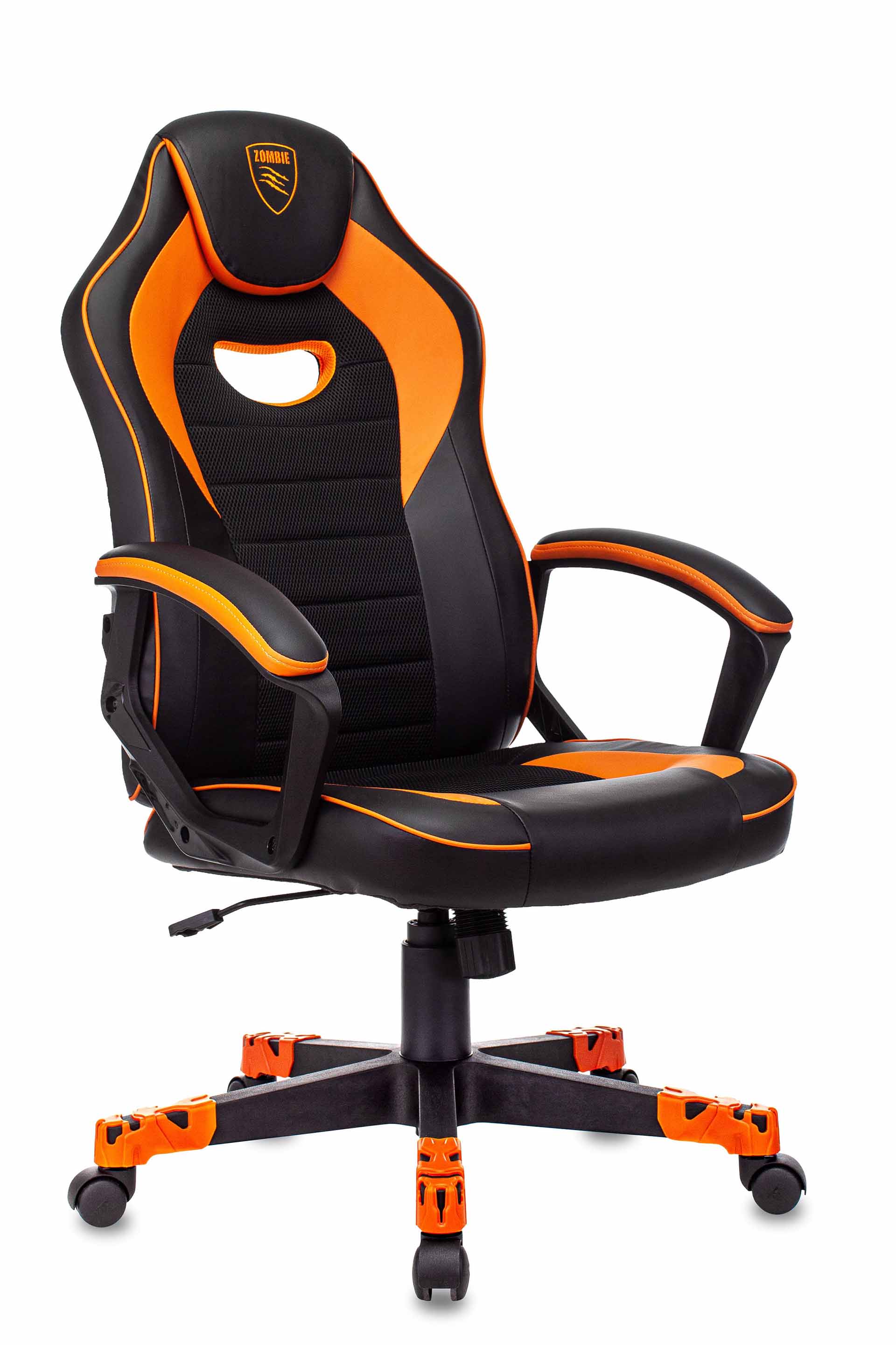 Кресло игровое Zombie GAME 16 черный/оранжевый текстиль/эко.кожа крестовина пластик