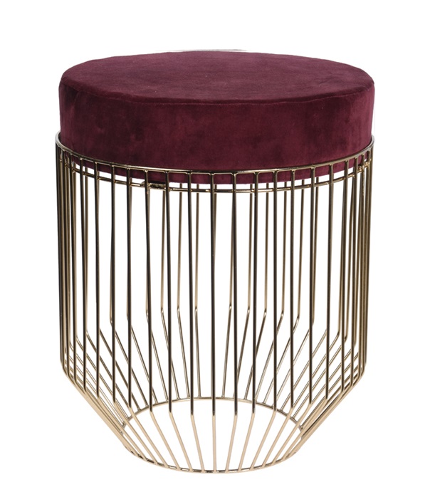 Пуф ROUND бордовый велюр D 38х38х45