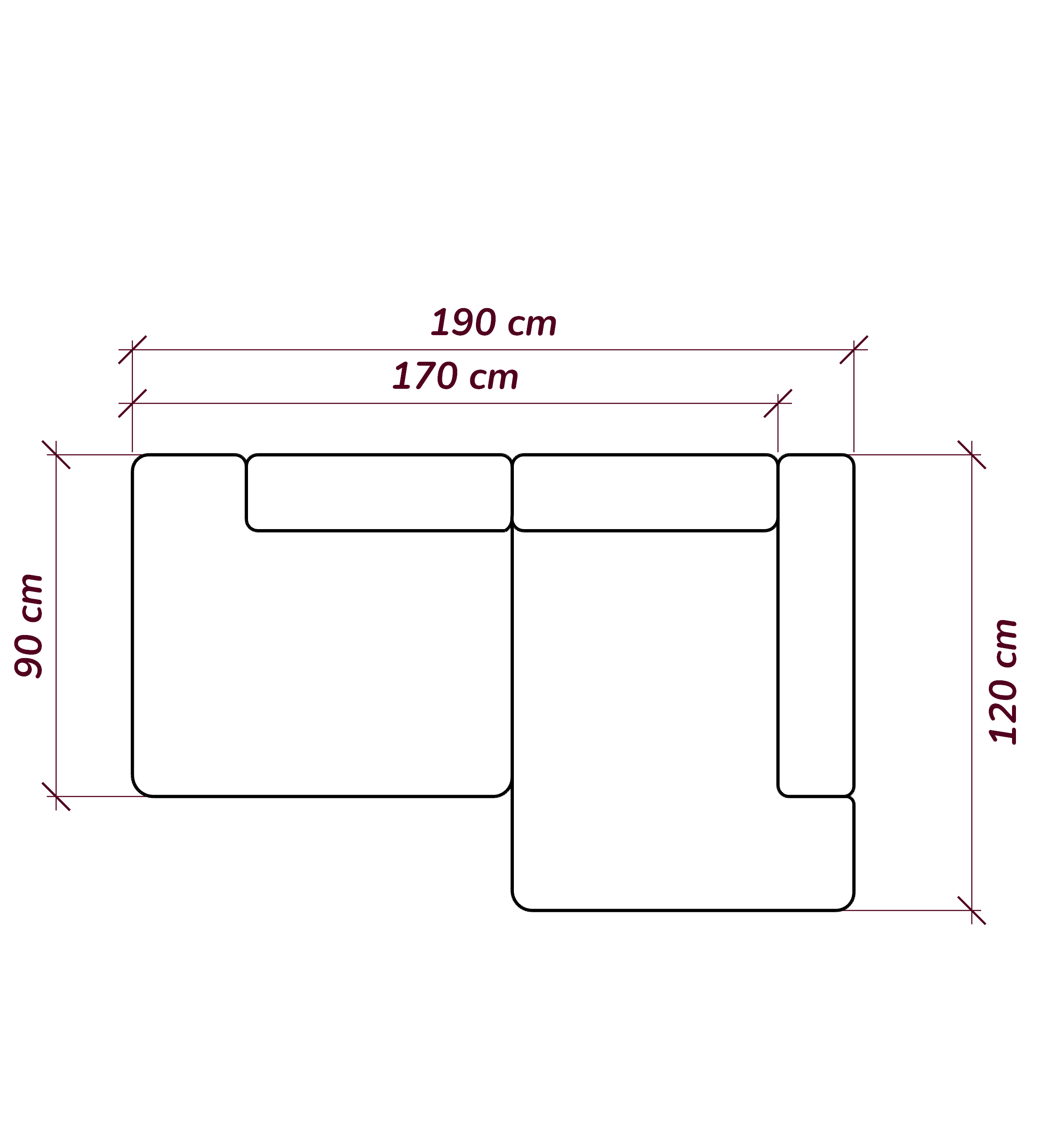 MEBELIONER Диван ONE модули L 190 размер 190х120х76