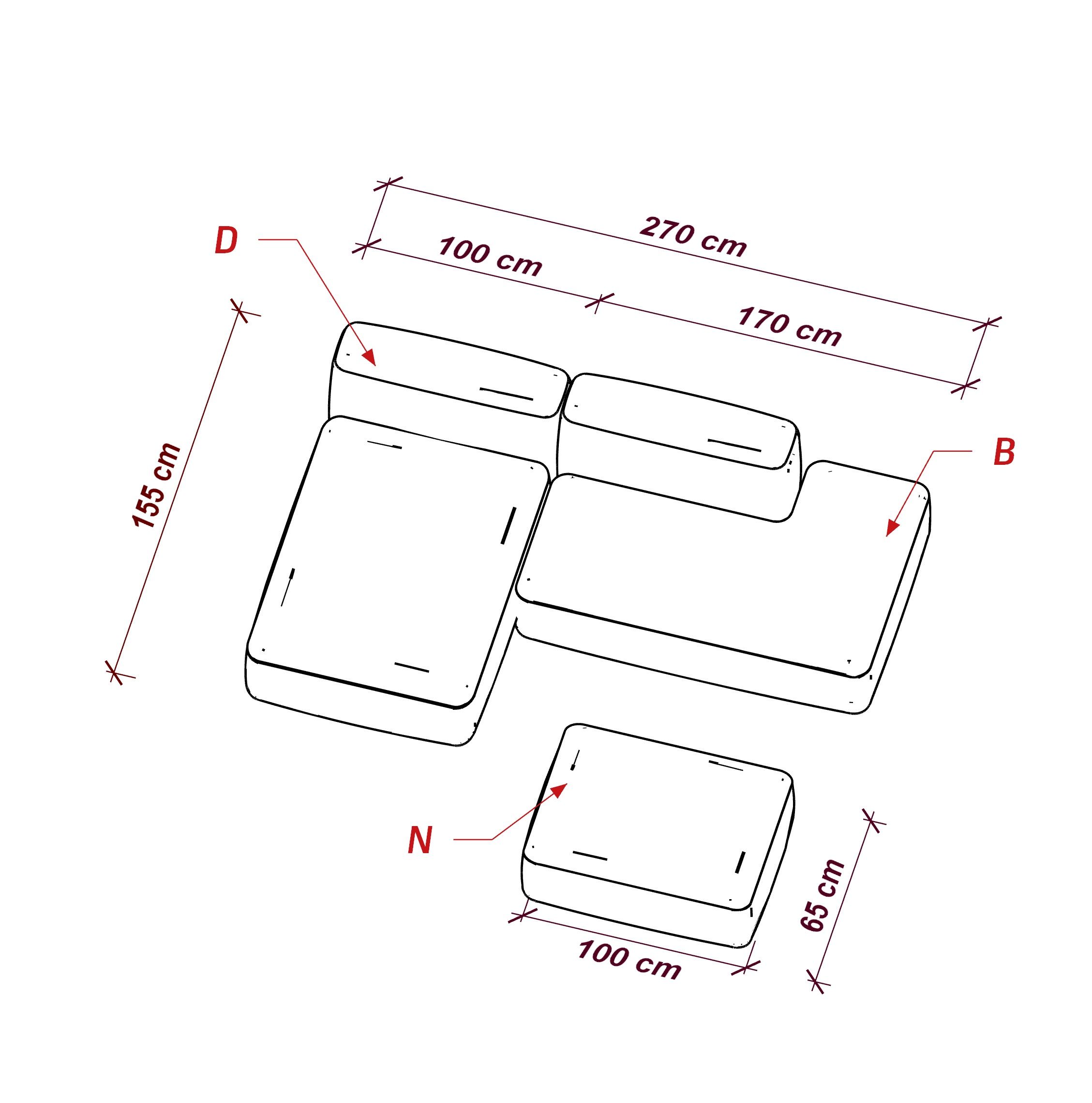 MEBELIONER Диван DUO модули DBN.270 размер 330х155х72