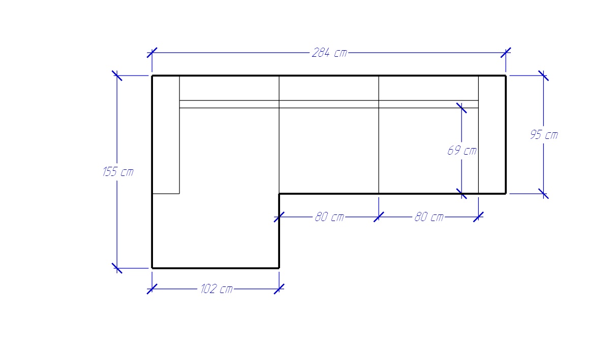 Диван KION размер R 284х155х80 бежевого цвета
