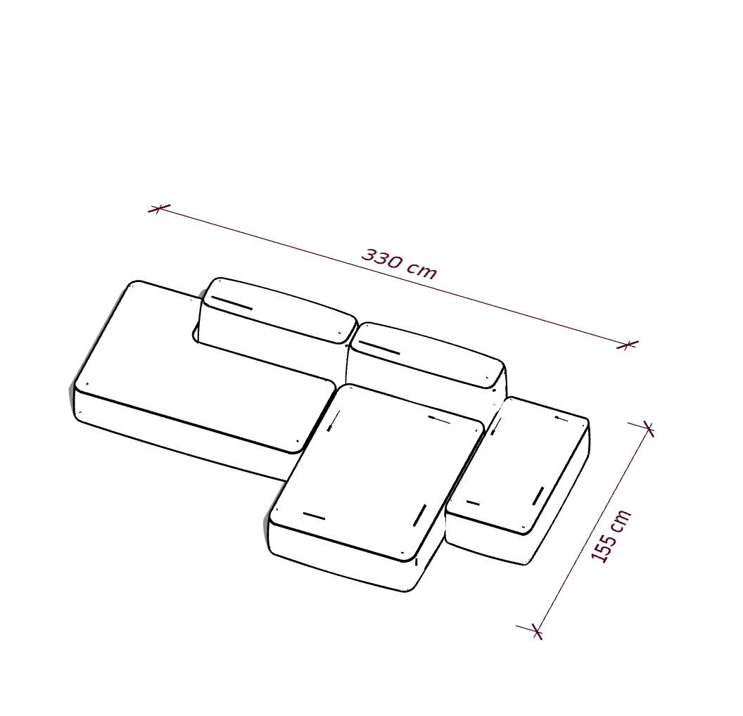 MEBELIONER Диван DUO модули ADN.270 размер 330х155х72
