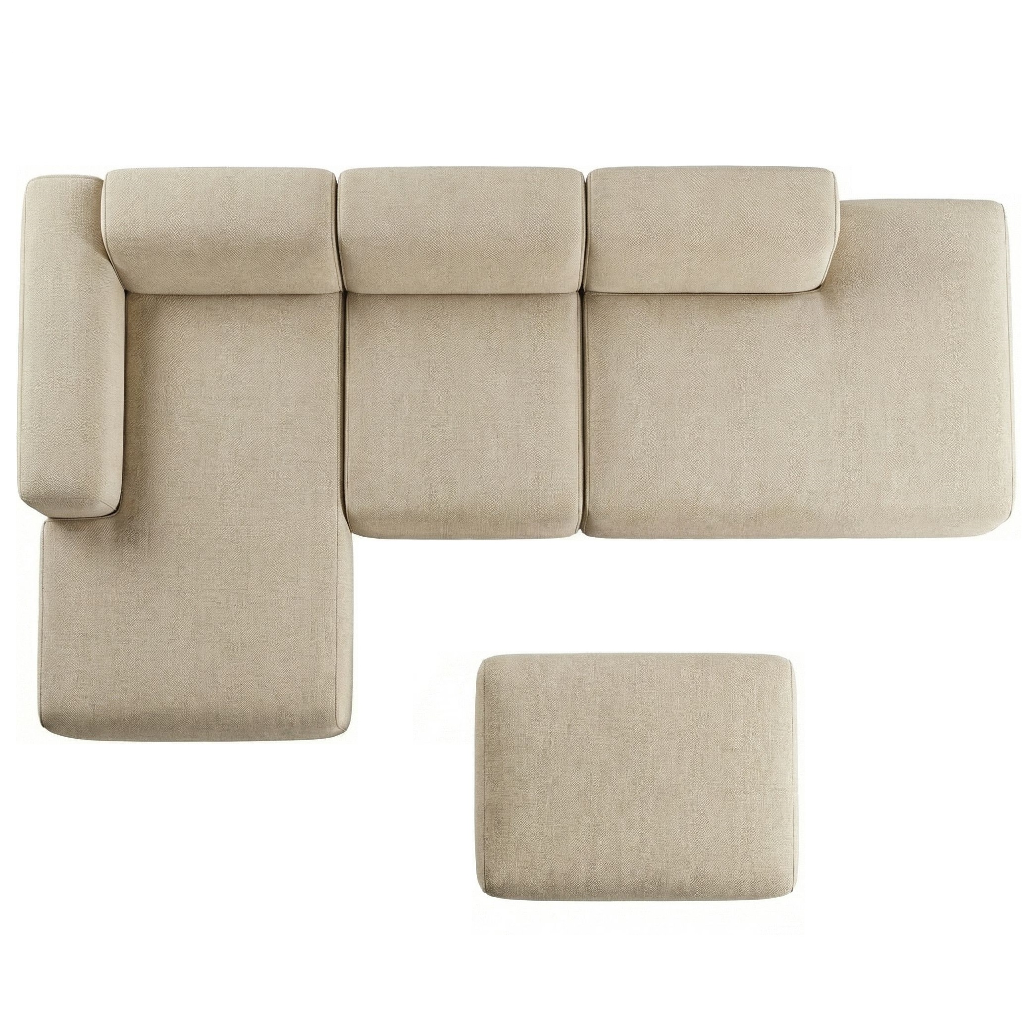 MEBELIONER Диван KLO размер R 320х160х78 + пуф 90x65