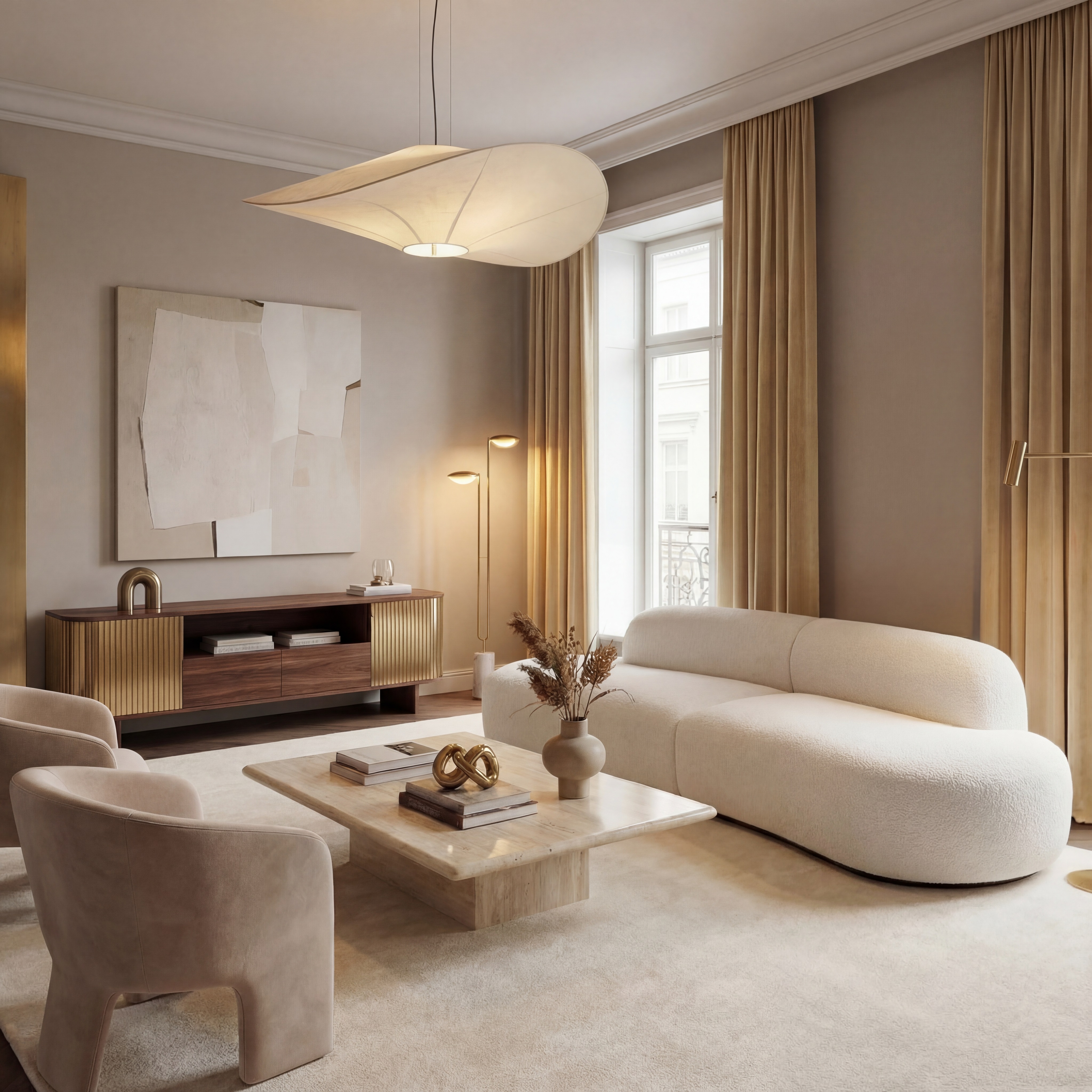 Диван PRIME round 260х100х82 бежевого цвета