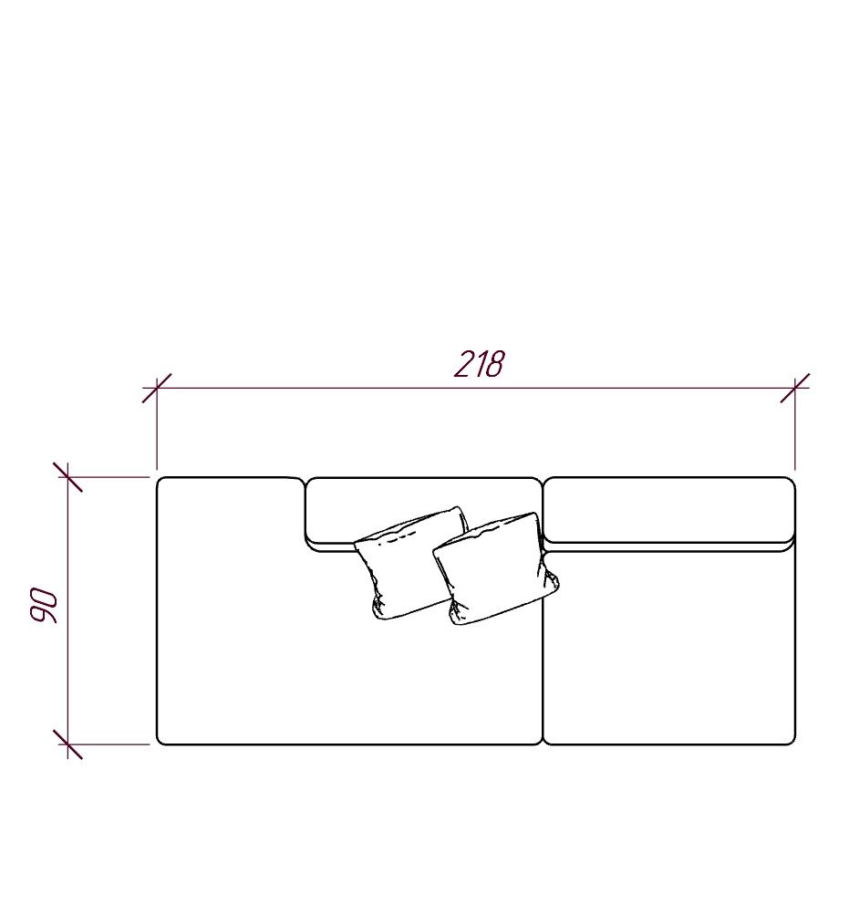 MEBELIONER Диван TEDDY R218 размер 218х90х74