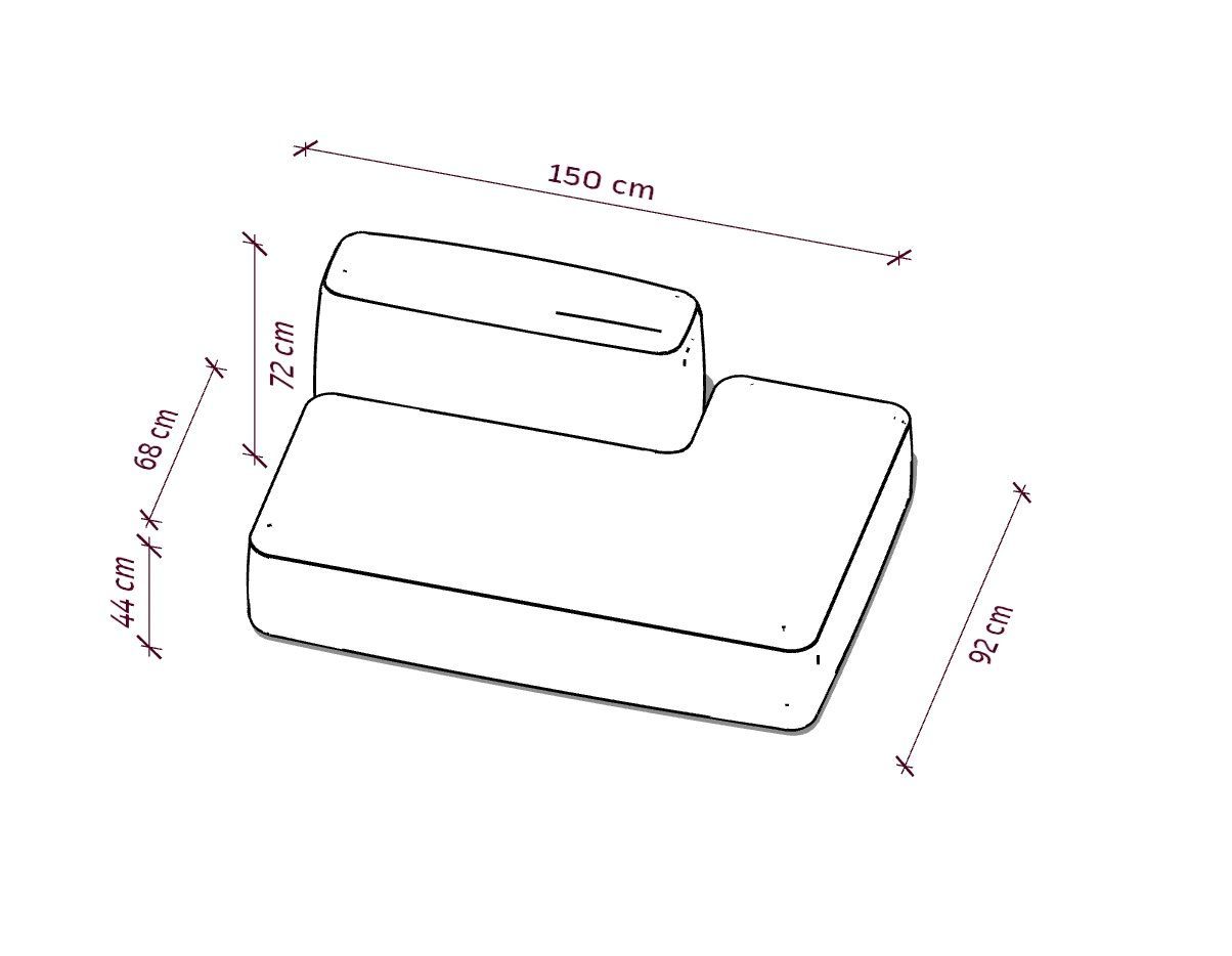 MEBELIONER Диван DUO модуль B.150/92 р. 150х92х72