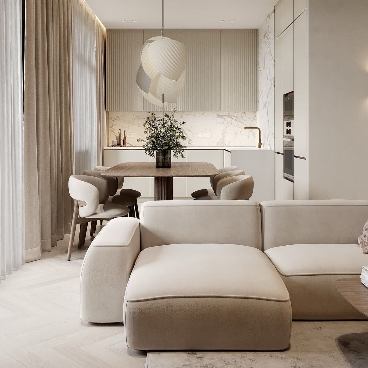 MEBELIONER Диван DUO модули GDB р 265х150х72 бежевого цвета