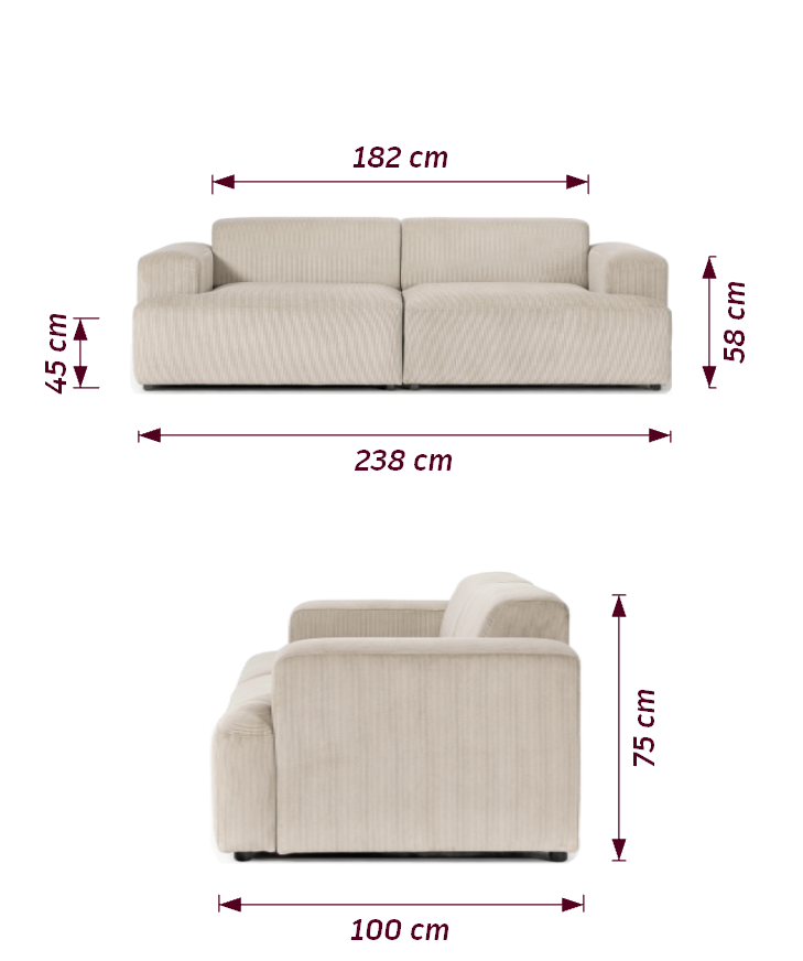 MEBELIONER Диван CONCEPT размер 238х100х75