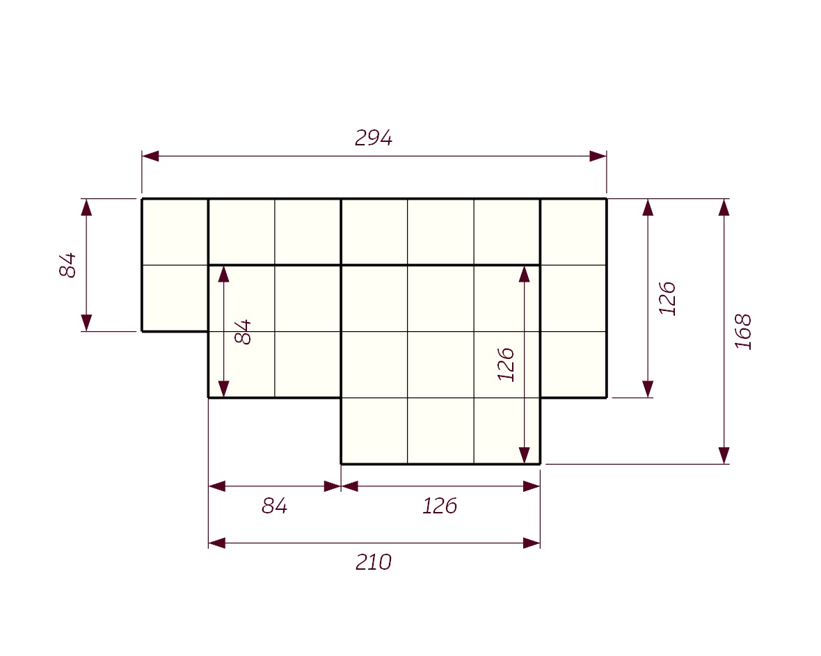 MEBELIONER Модульный диван SAGA CLOUD L1 размер 294х168х68