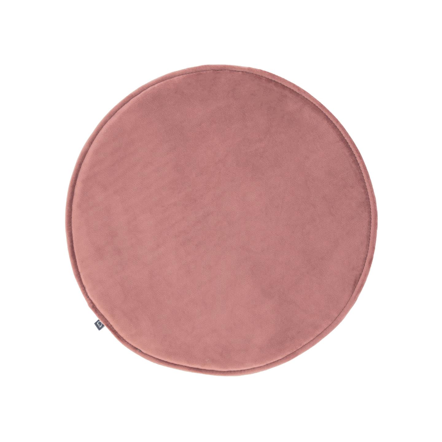Круглая бархатная подушка на стул Rimca розовая 35 см