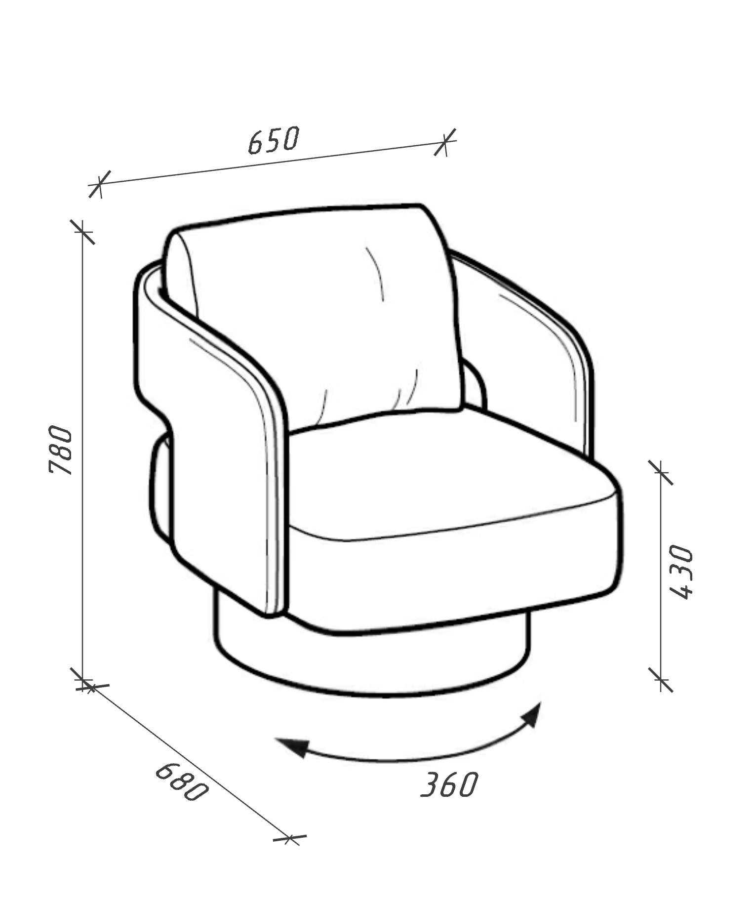 Кресло NOLA размер 62х88х76 механизм 360