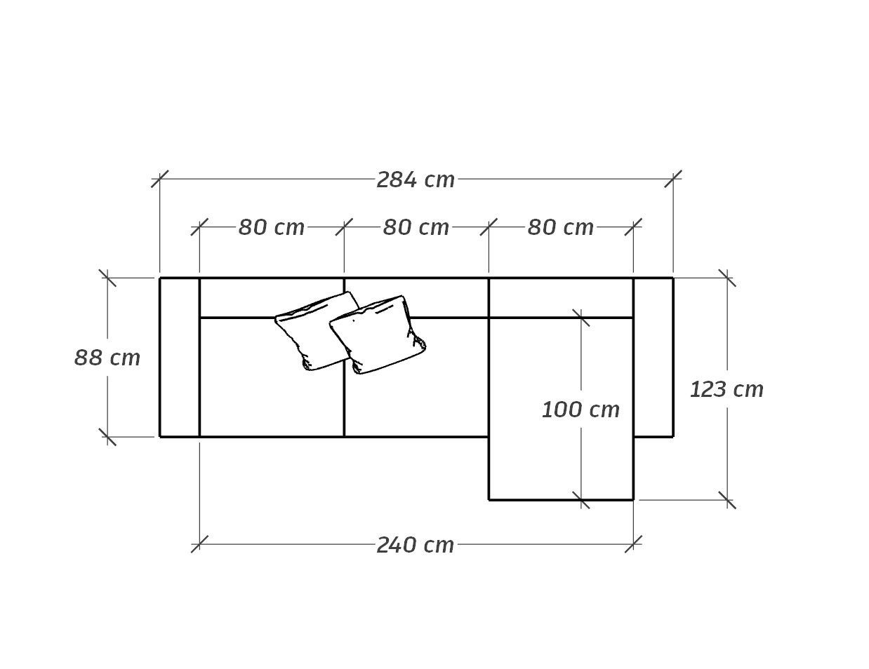 MEBELIONER Диван NEO размер L 284х123х70