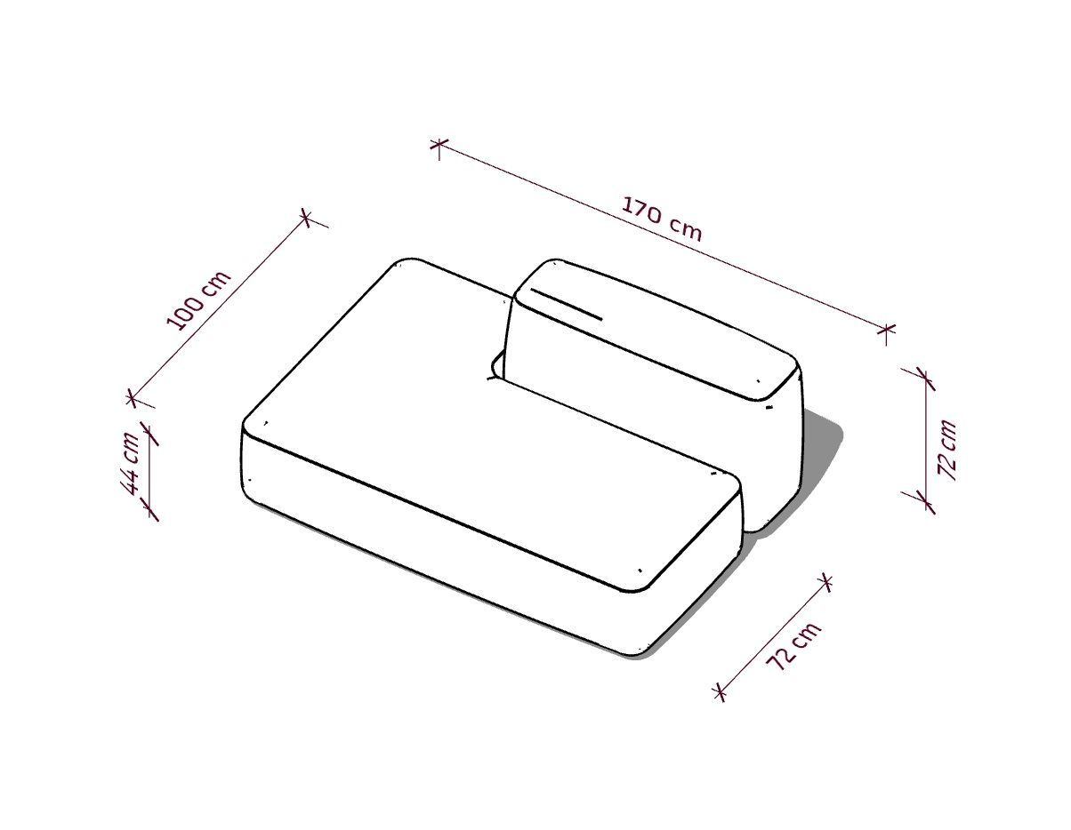 MEBELIONER Диван DUO модуль A.170/100