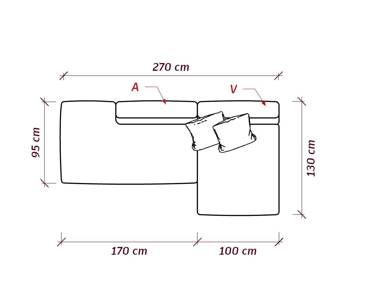 MEBELIONER Диван DUO модули AV.270 размер 270х130х72