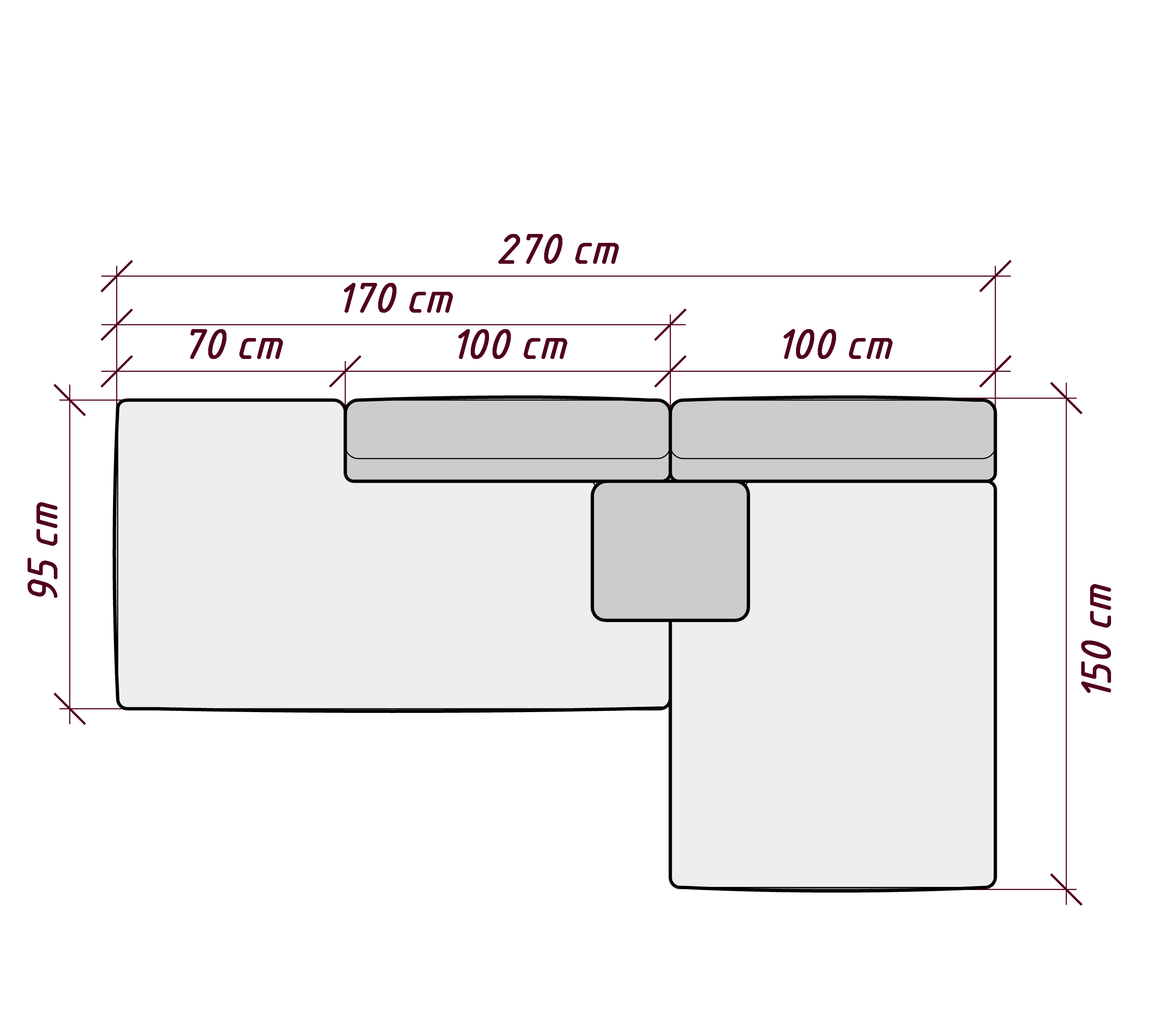 MEBELIONER Диван DUO модули ADQ размер 270х152х72