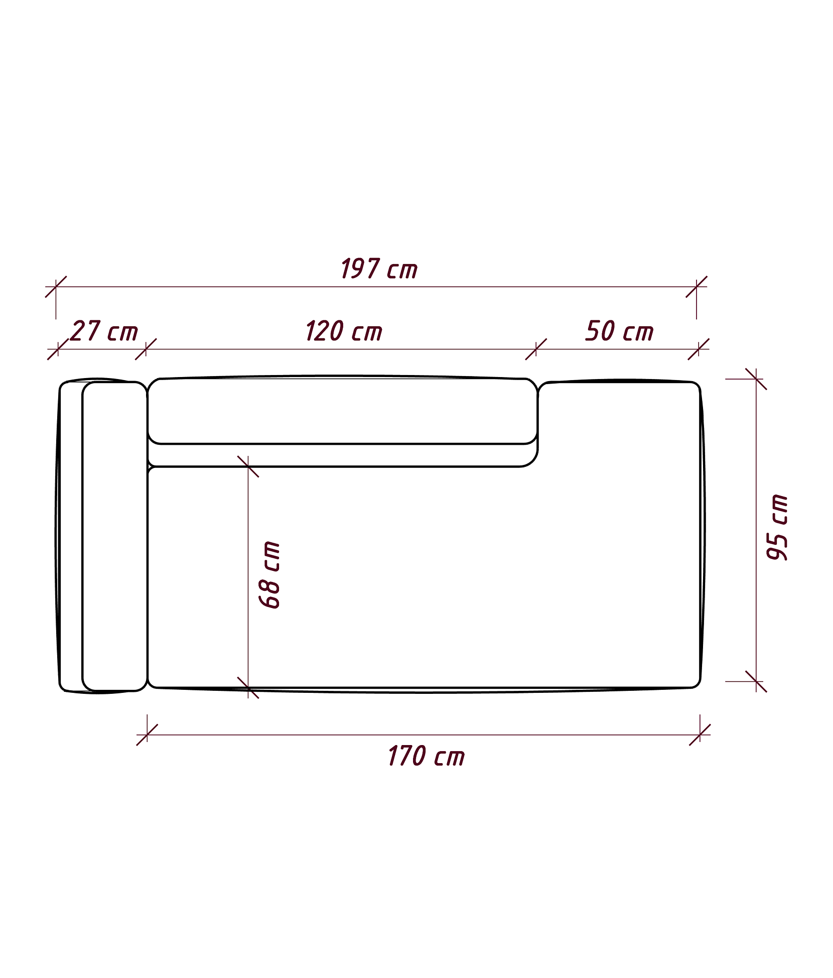 MEBELIONER Диван DUO модули GB размер 197х95х72/120