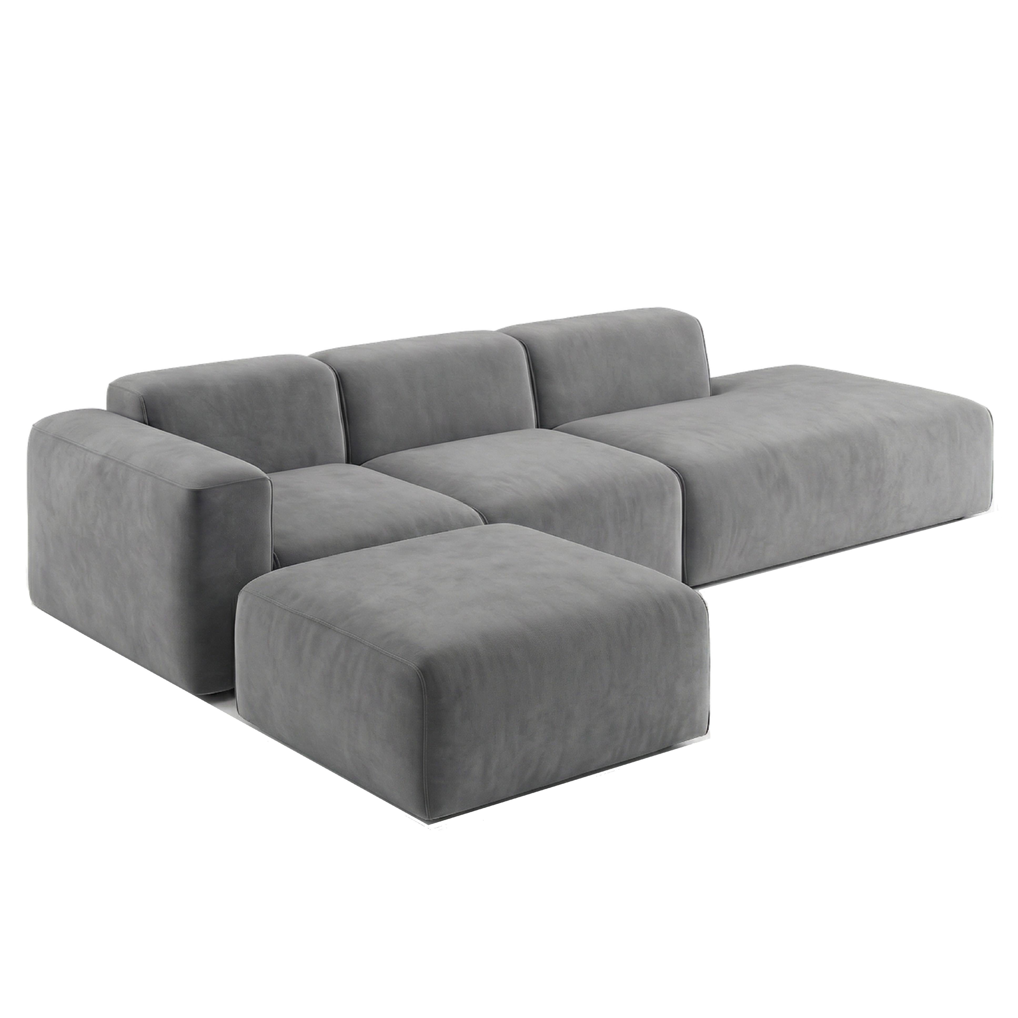 MEBELIONER Диван KLO размер R 320х92х78 + пуф 65x90