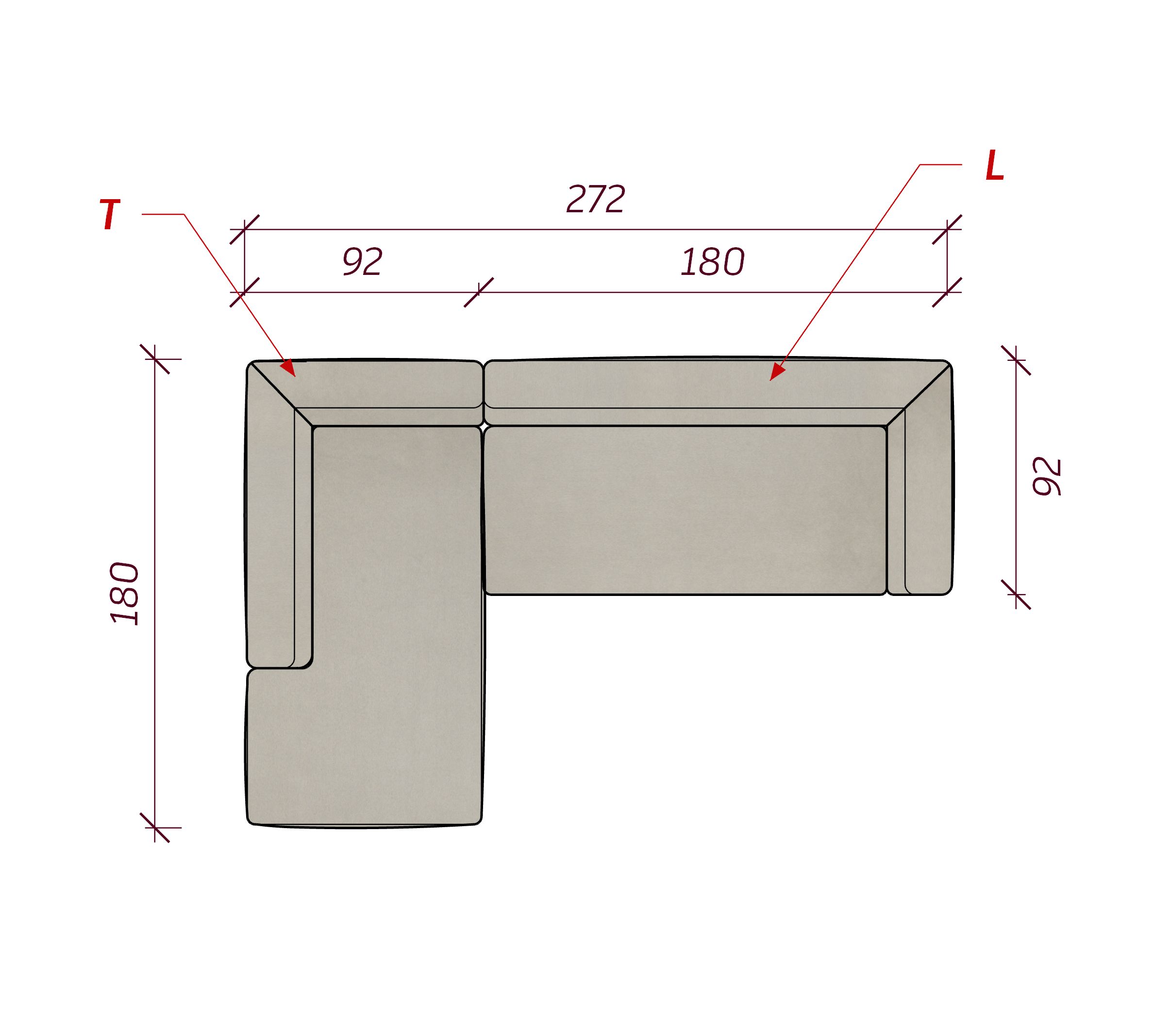 Диван DUO модули TL бежево-серый
