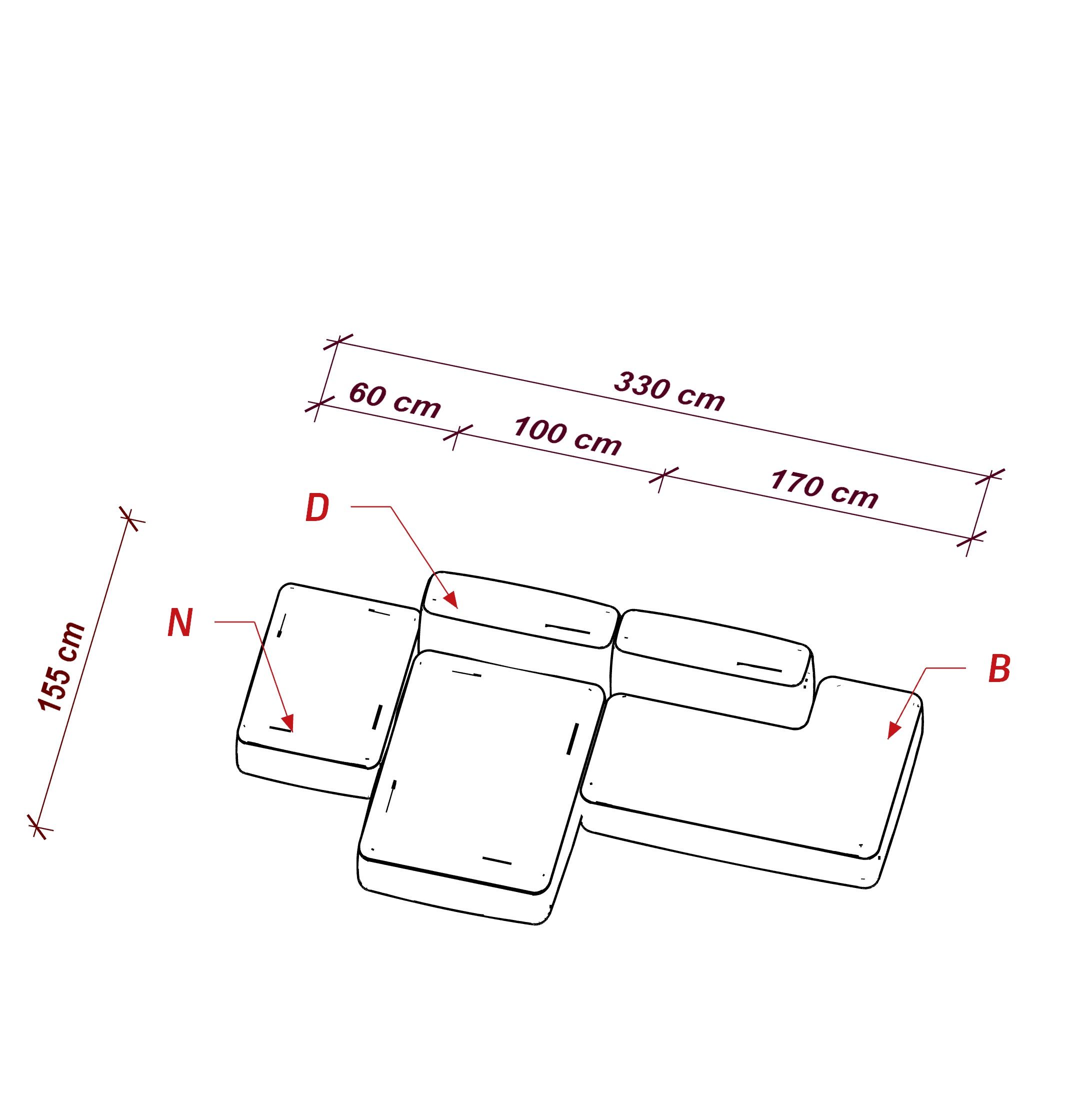 MEBELIONER Диван DUO модули DBN.270 размер 330х155х72