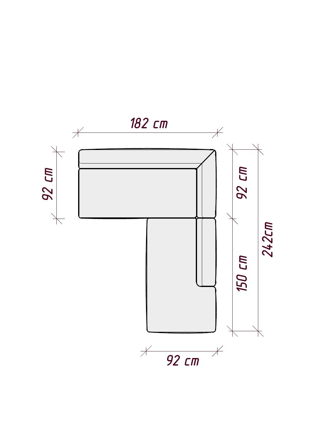 MEBELIONER Диван DUO модули LB размер 182х242х72