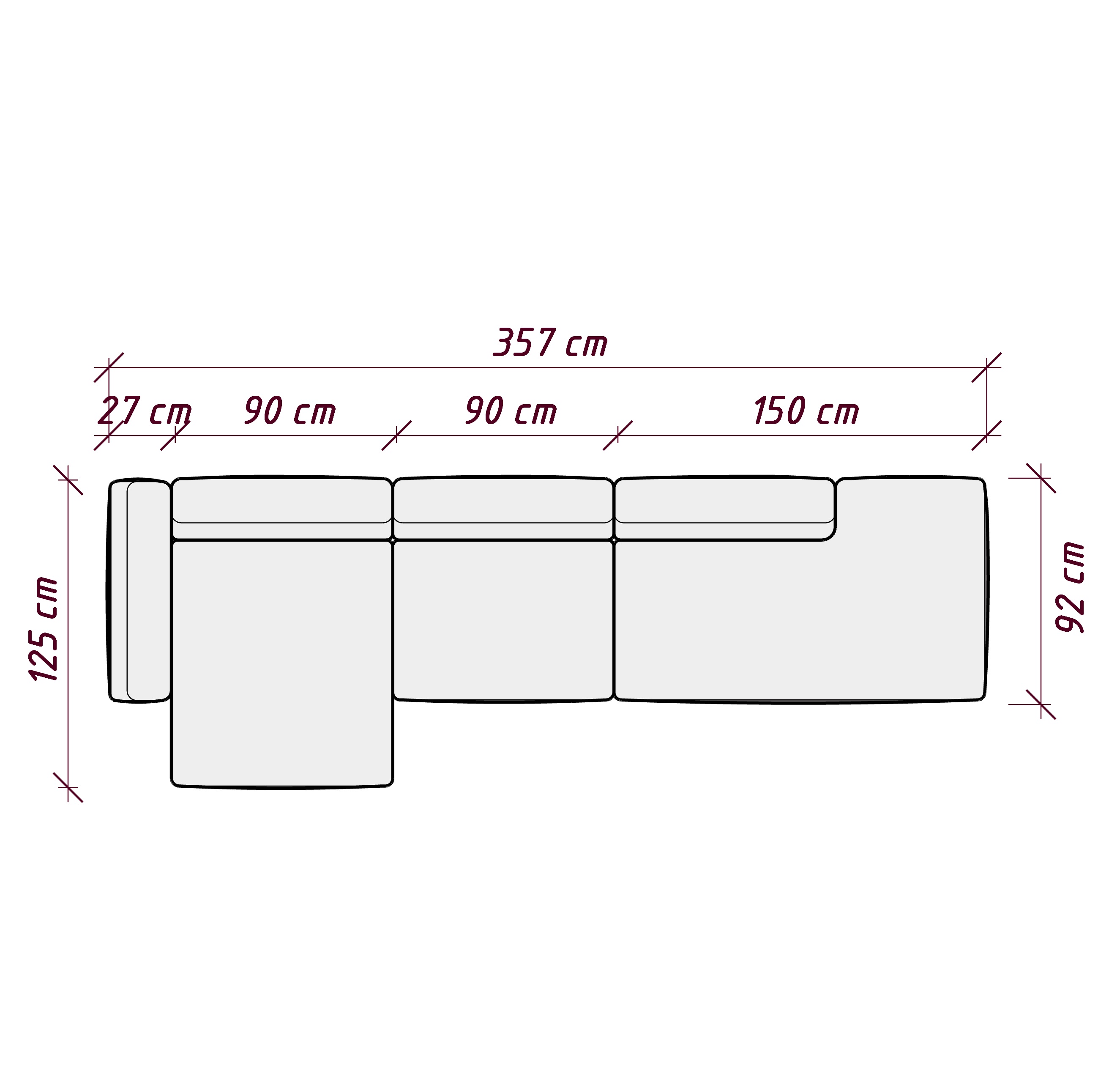 MEBELIONER Диван DUO модули ACVG 357х125х72 бежевого цвета