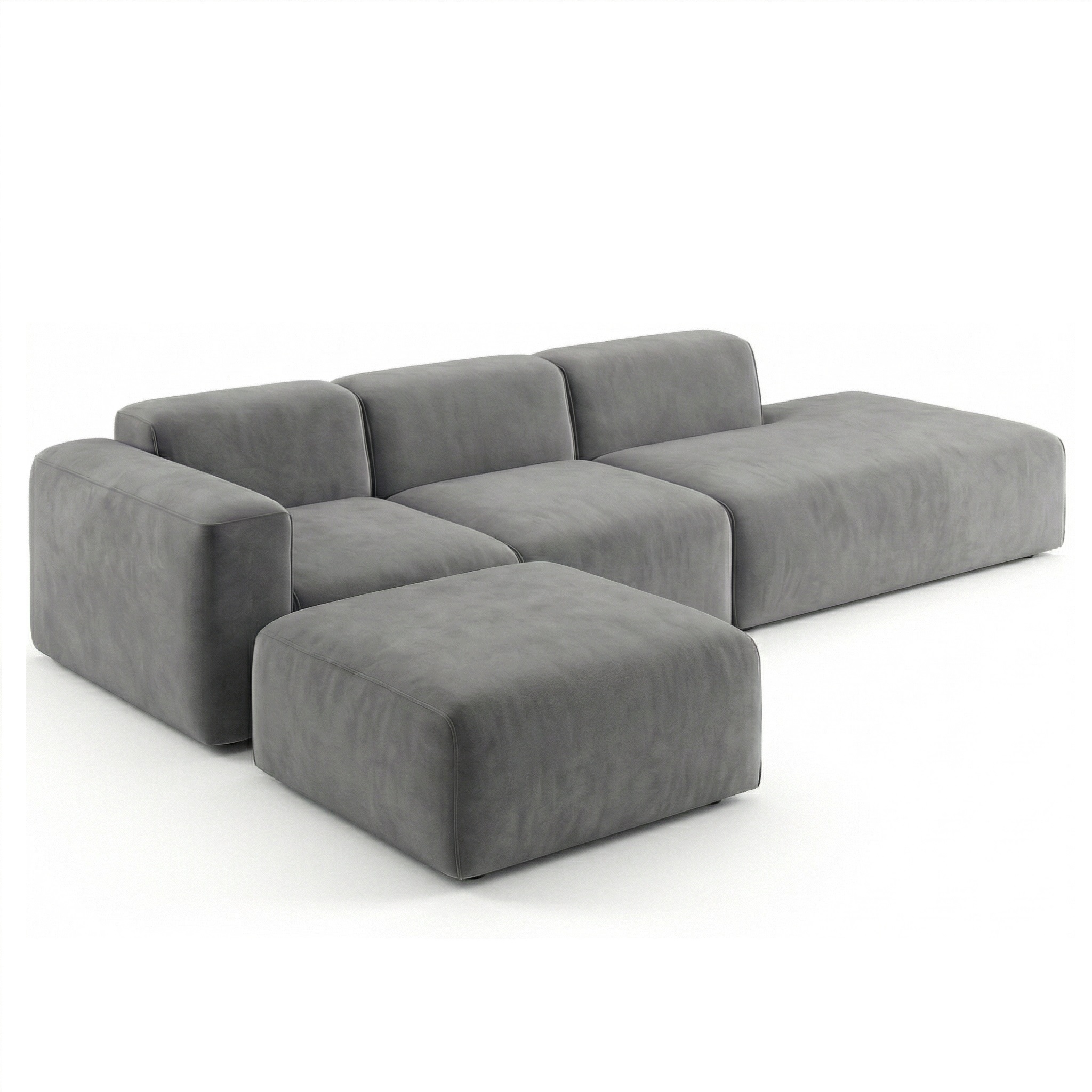 MEBELIONER Диван KLO размер R 320х92х78 + пуф 65x90