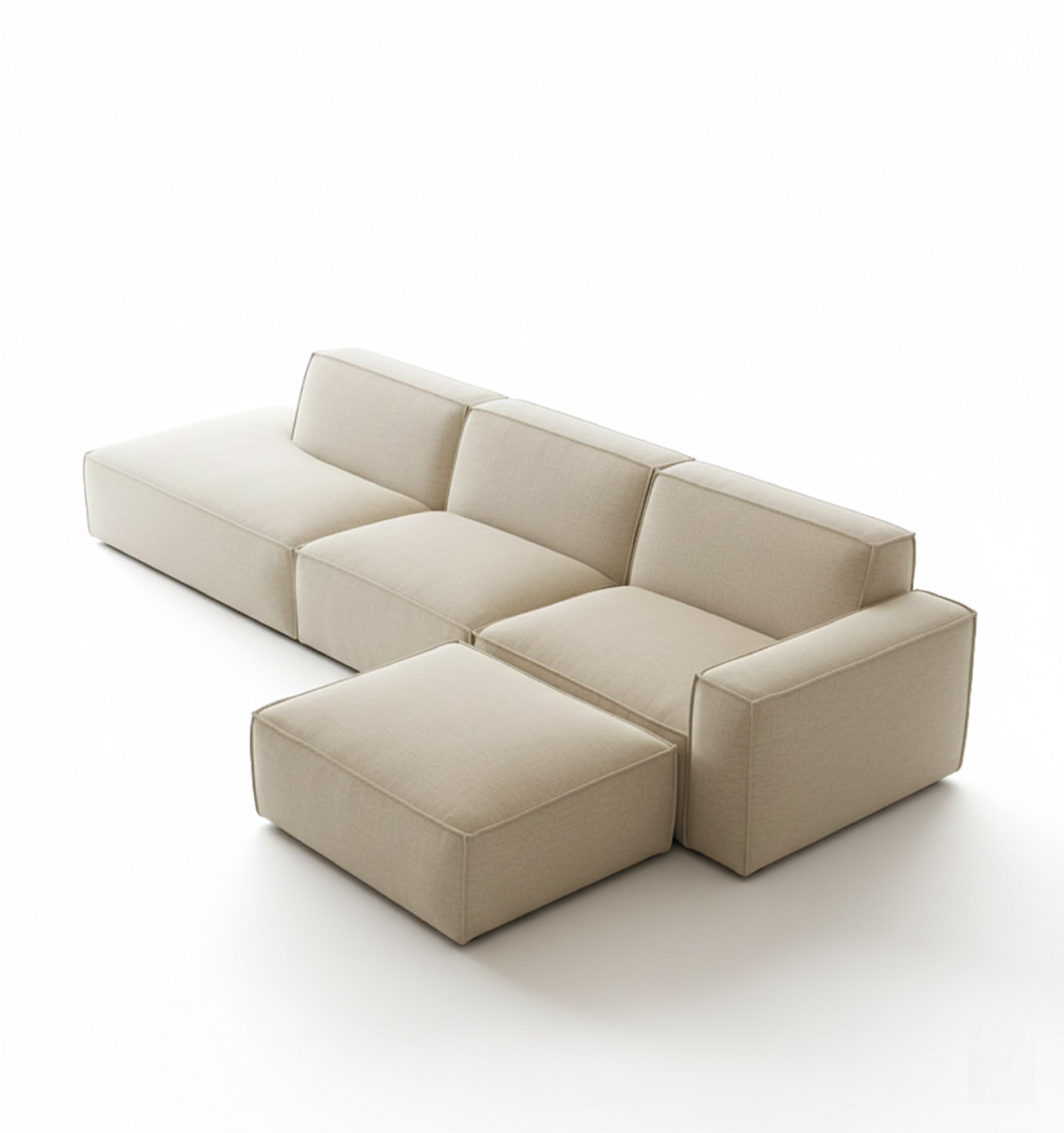 MEBELIONER Диван FORTIS R 322х88х74 с пуфом нераскладной