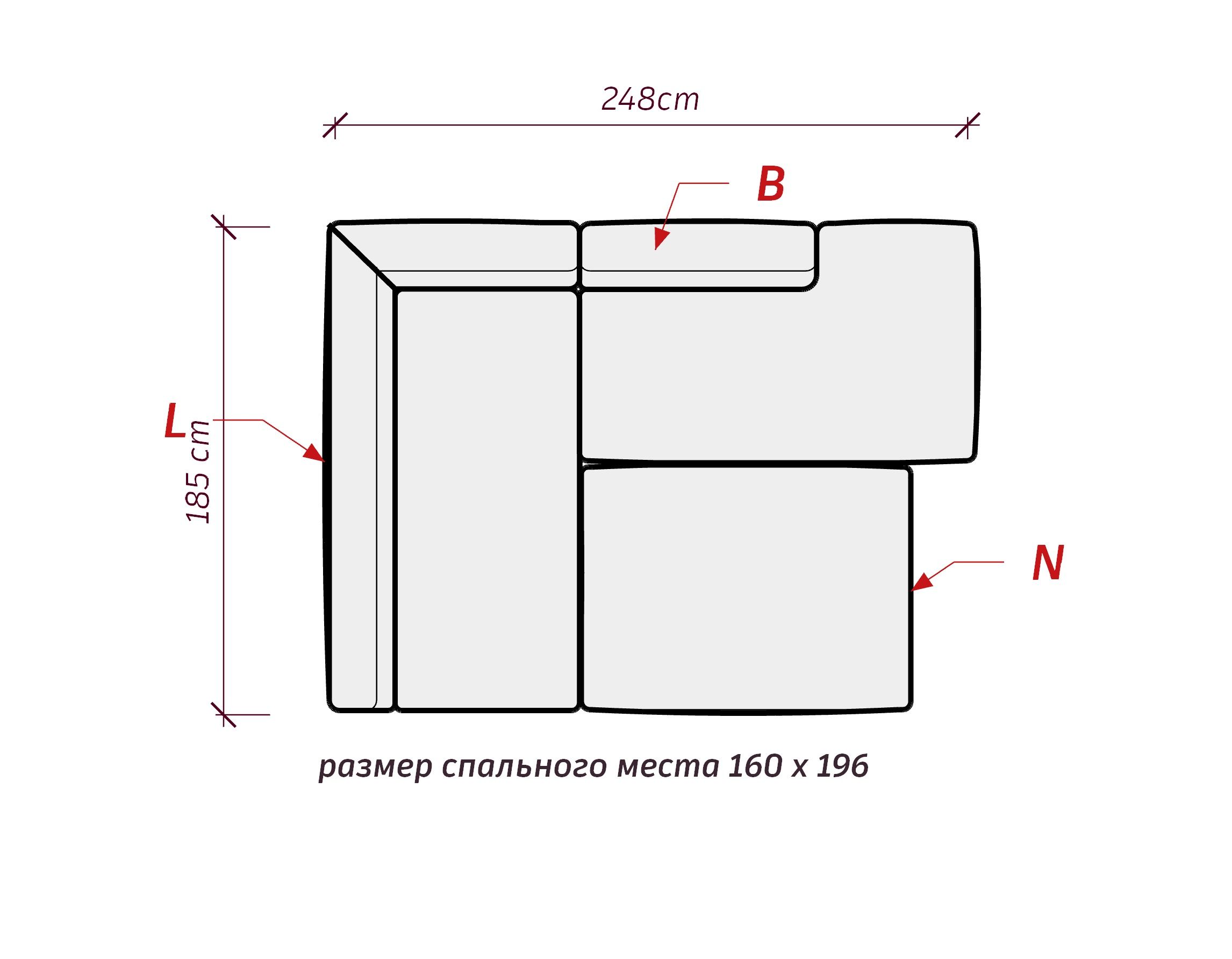 MEBELIONER Диван DUO модули NLB размер 310х240х72
