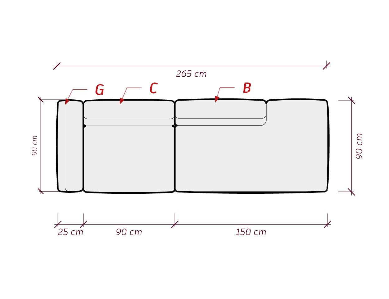 Диван DUO модули GCB светло-серый