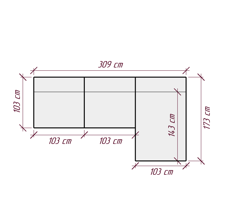 Диван MOSS модули CCD размер 309х173х72 бежевого цвета