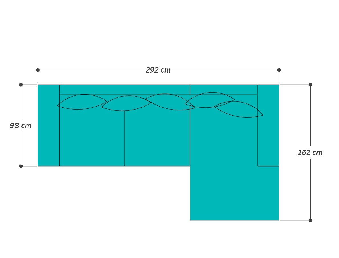 Диван CRISTAL SOFT  292х160х82 бирюзовый