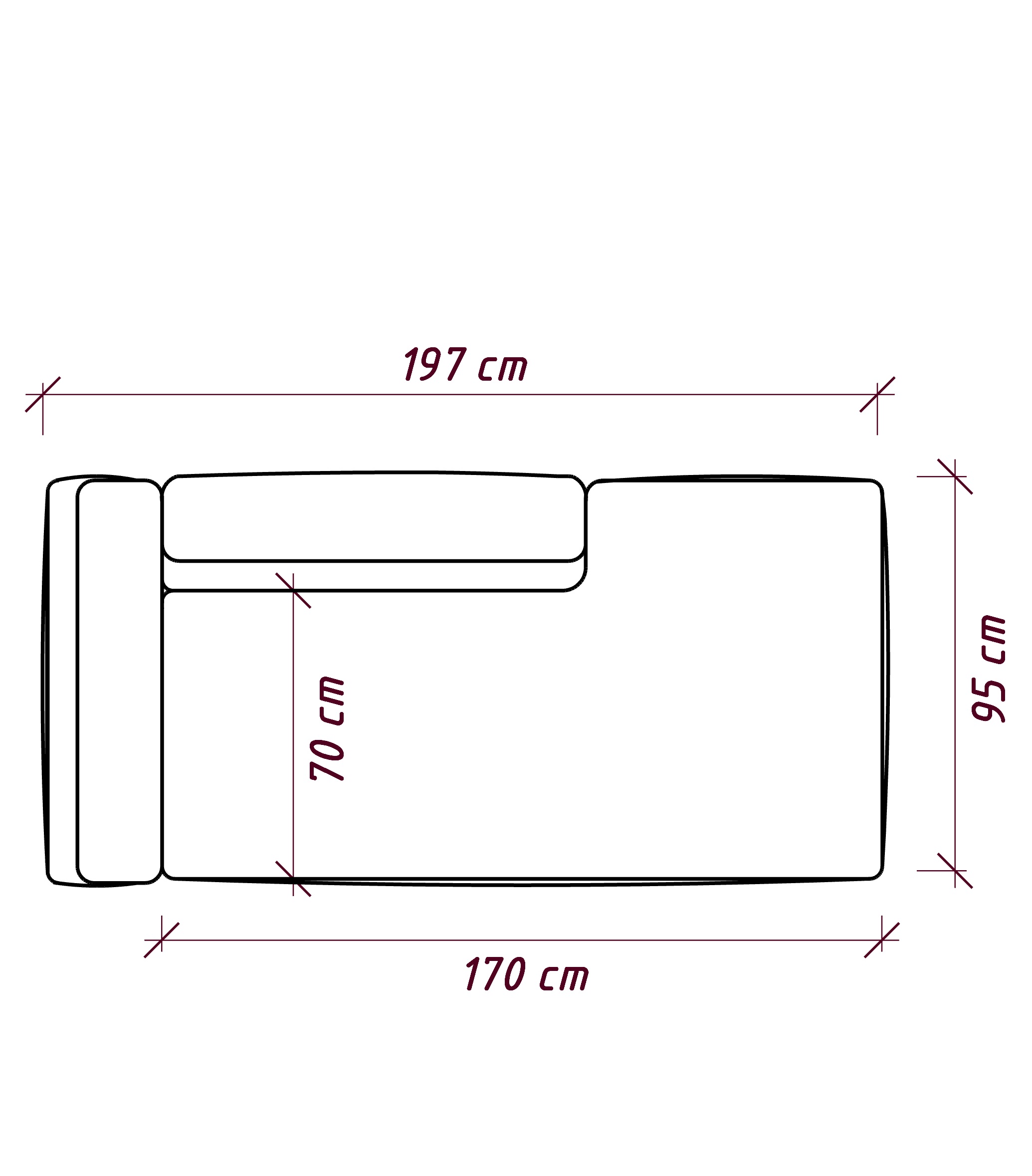 MEBELIONER Диван DUO модули GB размер 197х95х72/100