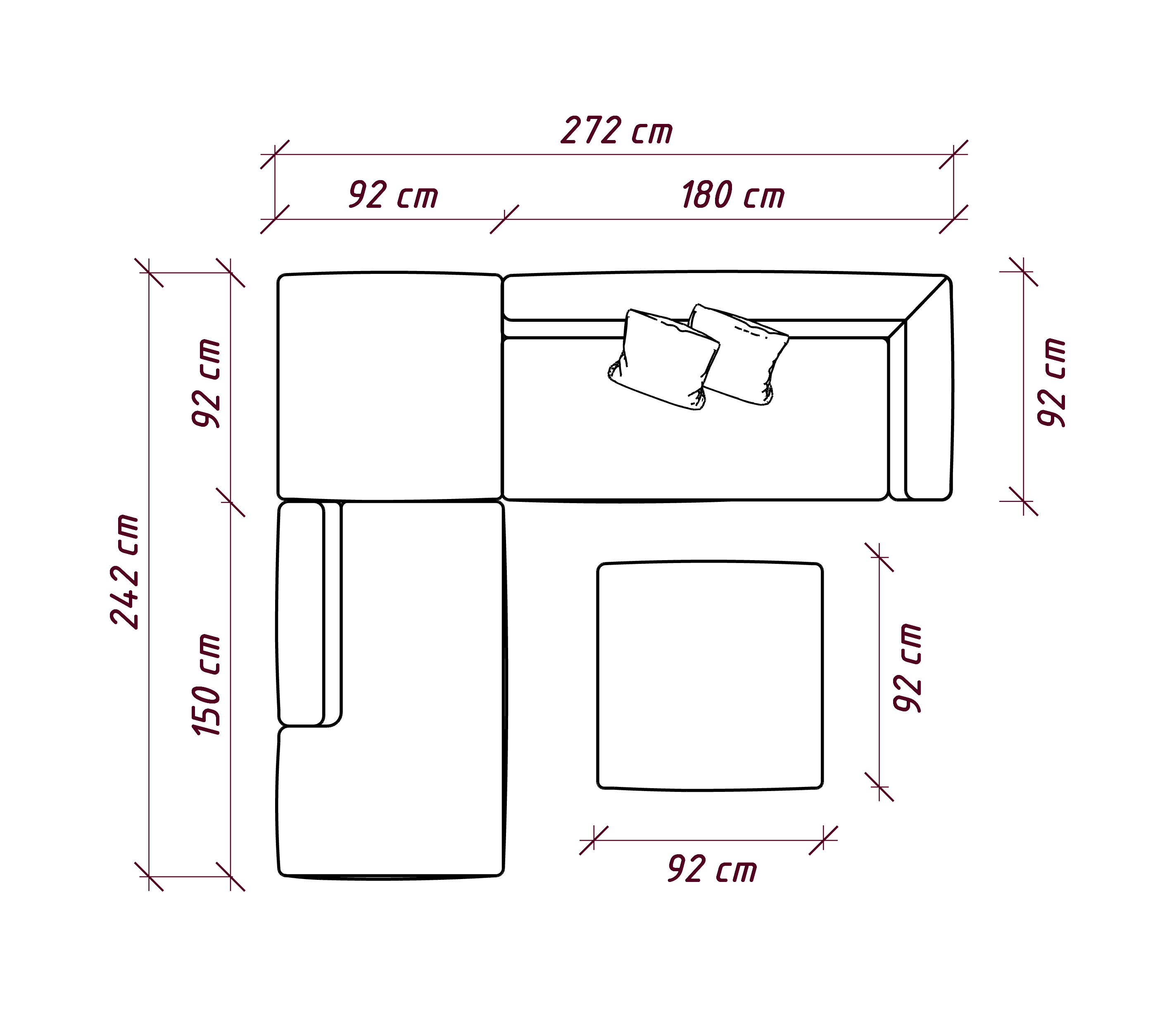 MEBELIONER Диван DUO модули ANLN размер 272х242х72
