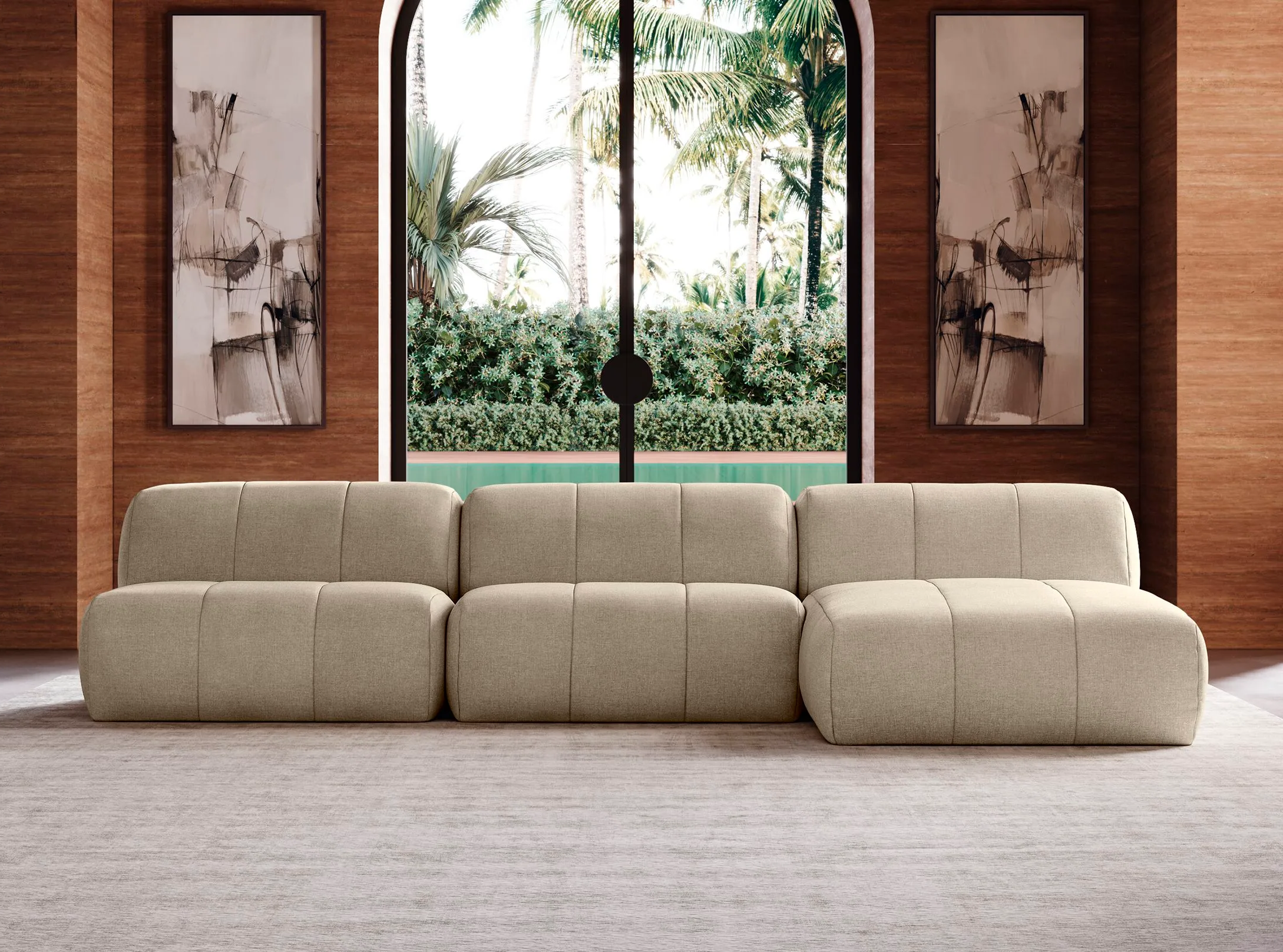 Диван MOSS модули CCD размер 309х173х72 бежевого цвета