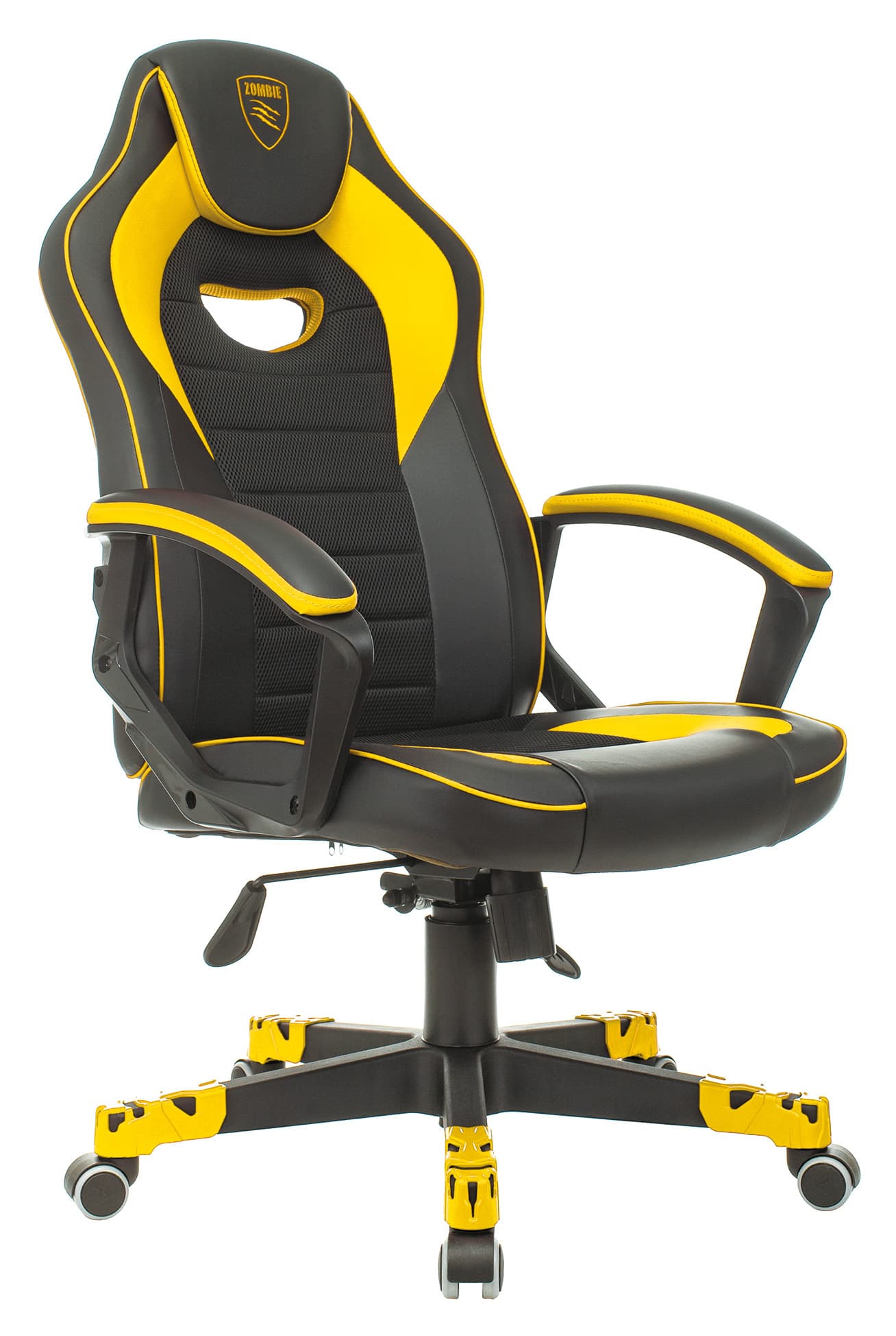 Кресло игровое Zombie GAME 16 черный/желтый текстиль/эко.кожа крестовина пластик