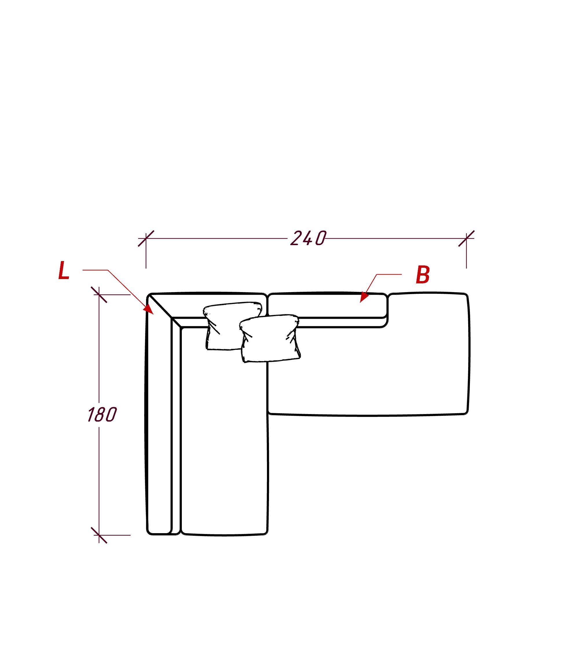 MEBELIONER Диван DUO модули LB размер 240х180х72