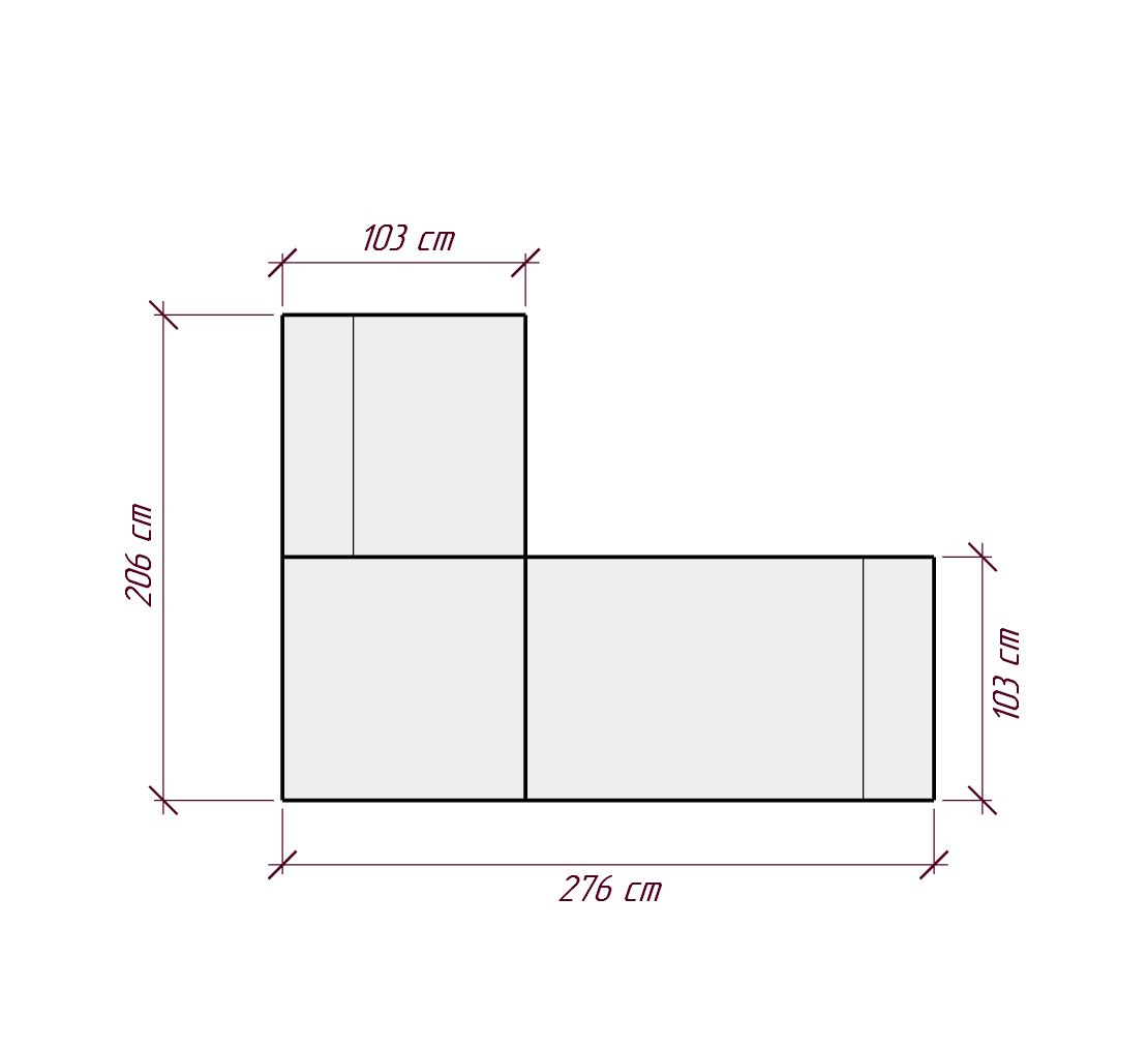 Диван MOSS модули CND размер 276х206х70