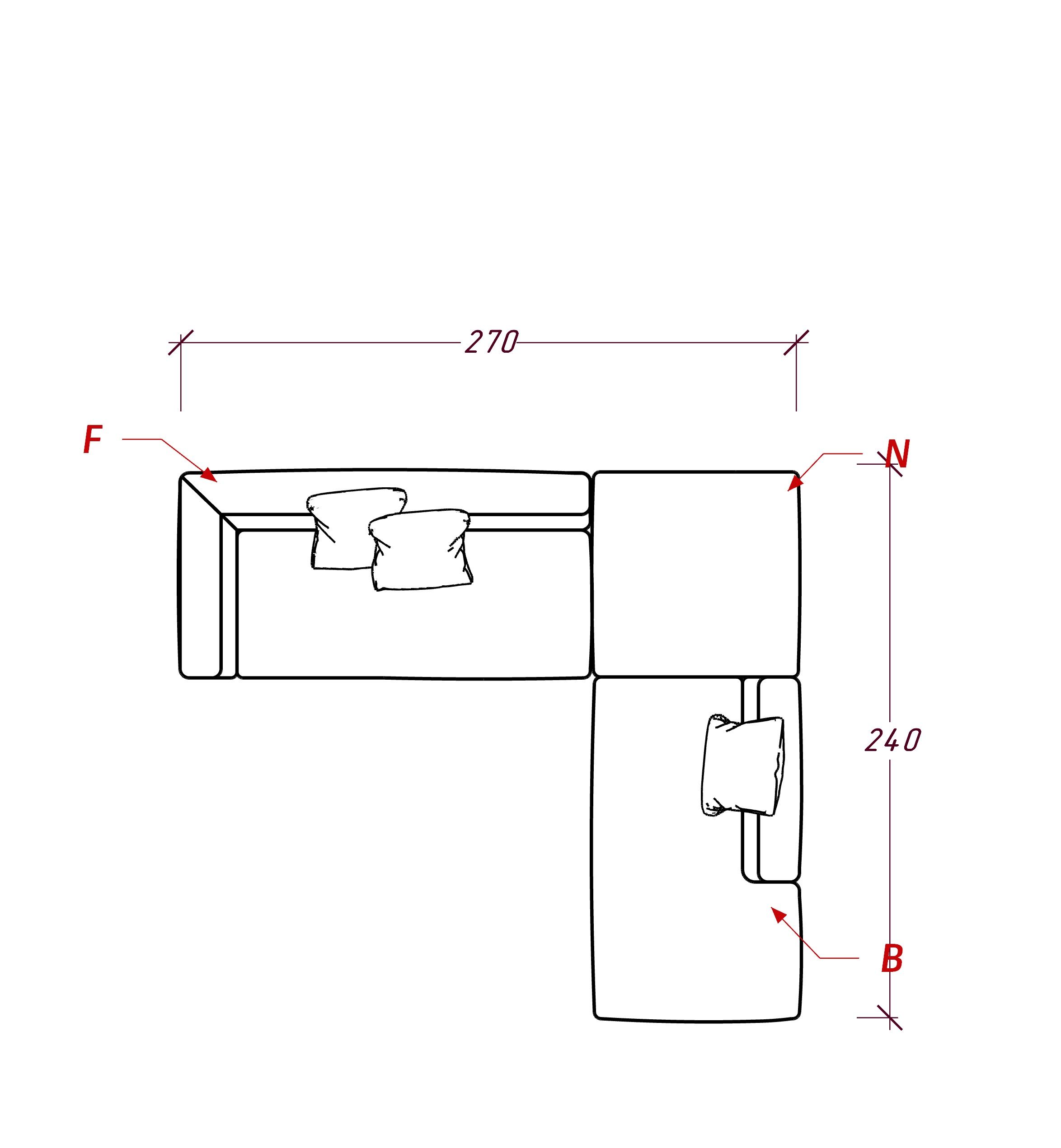 MEBELIONER Диван DUO модули FNB размер 270х240х72