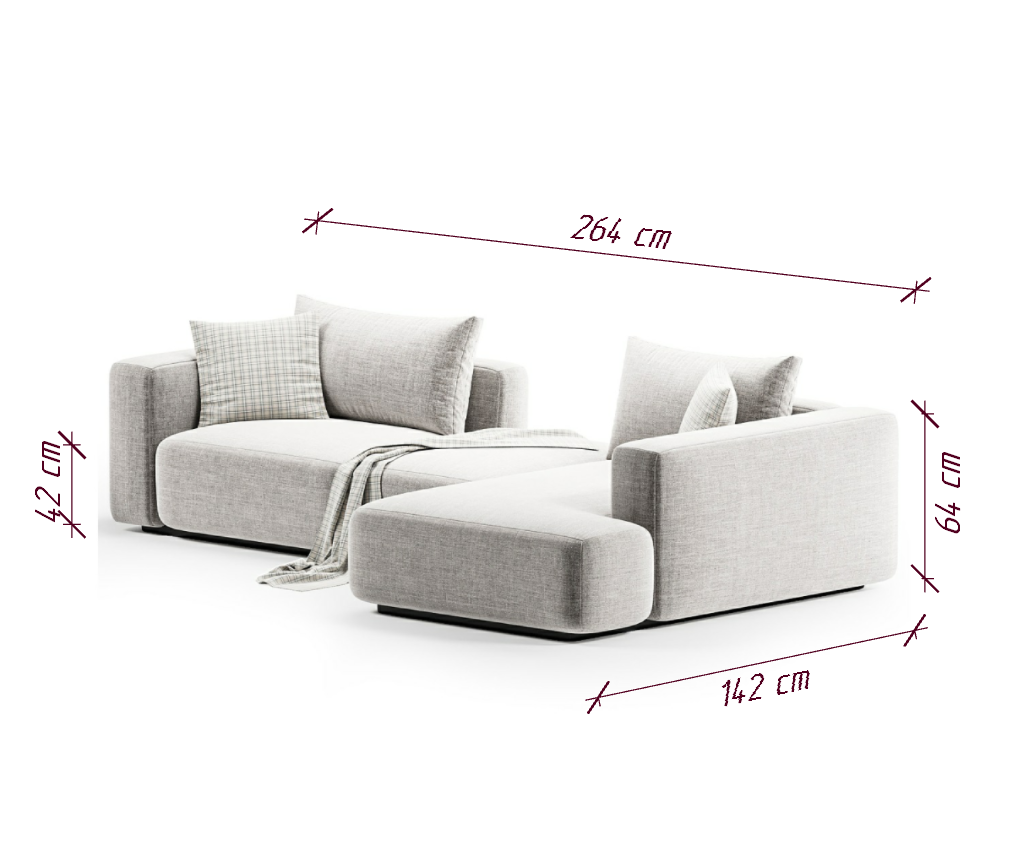 Диван JET 264 R серо-бежевый